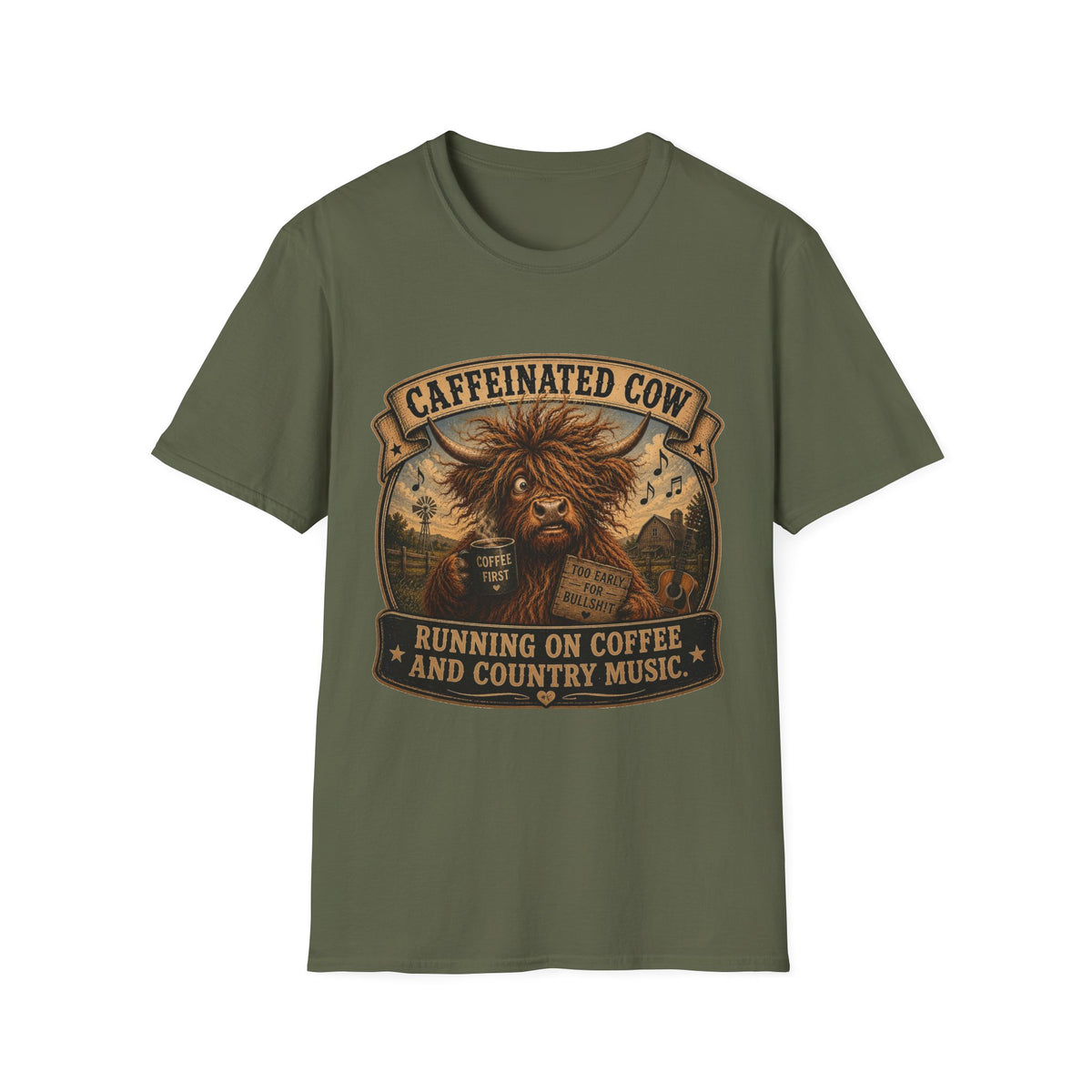 Caffeinated Cow Unisex Softstyle T-Shirt