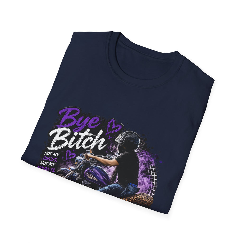 T‑Shirt "Bue Bitch" Purple Motorcycle Design – Biker Babe Graphic