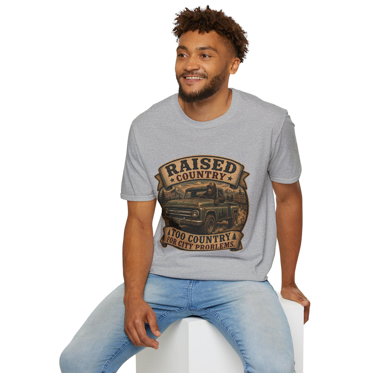 Raised Country T-Shirt — "Too Country for City Problems" Vintage Truck Tee