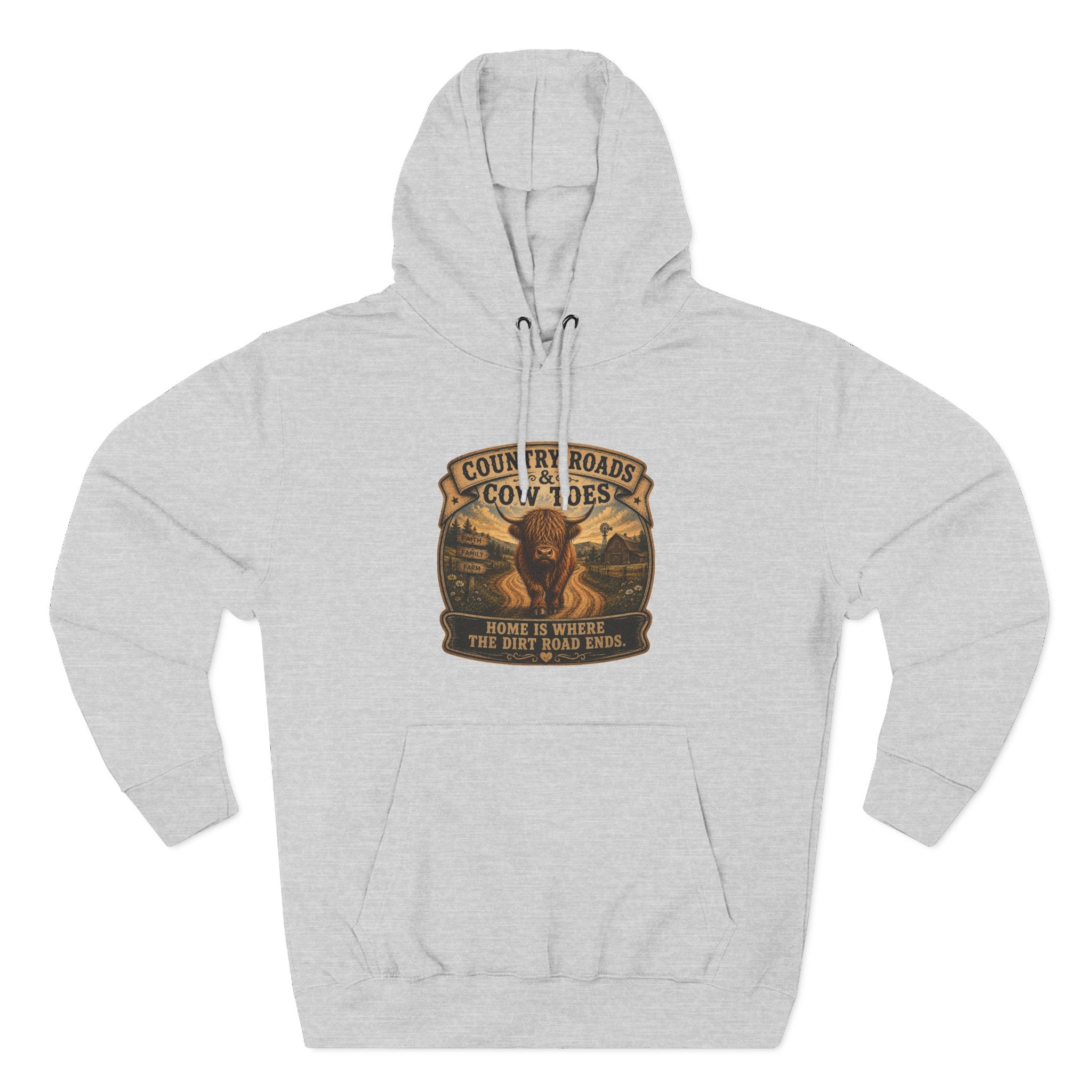 Country Roads Cow Toes three-Panel Fleece Hoodie