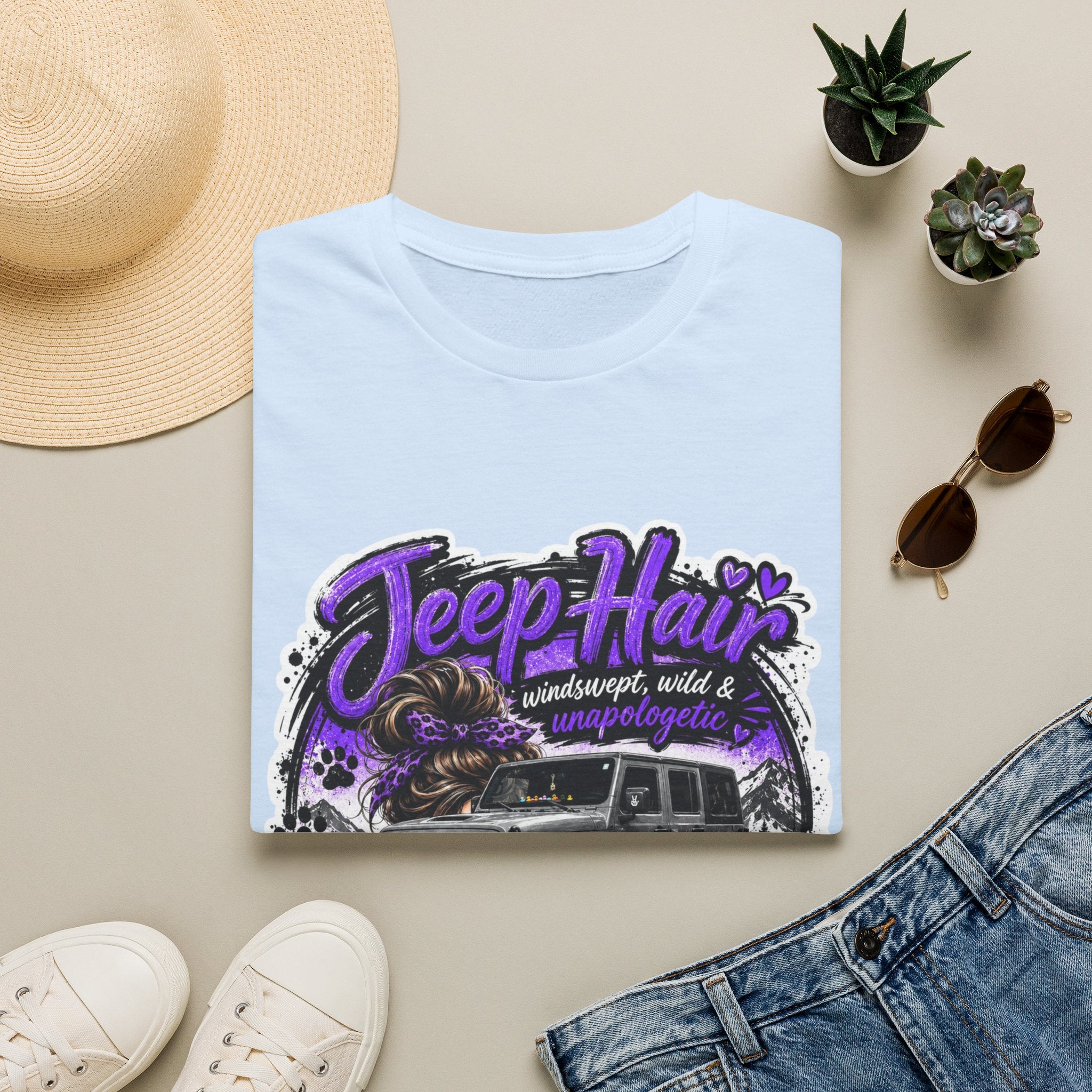 Jeep Hair Don't Care (Purple) Unisex Softstyle T-Shirt