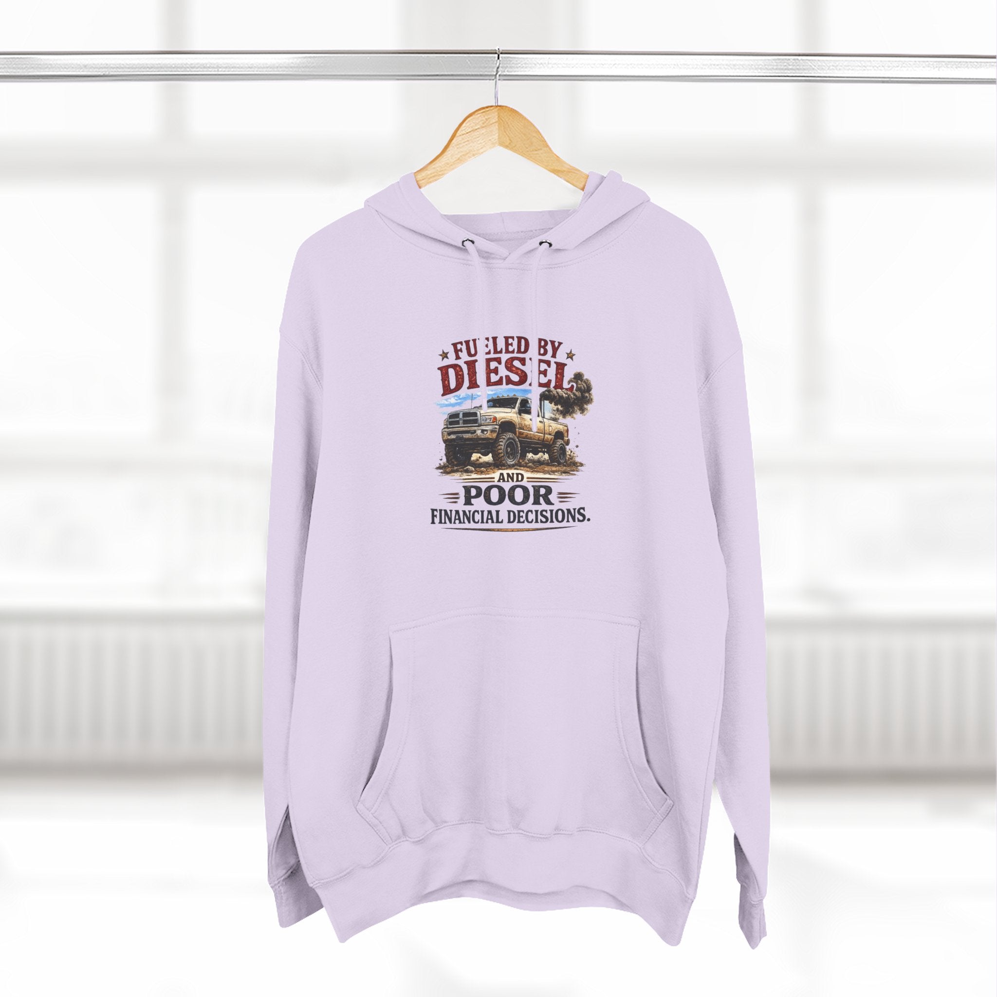Fueled by Deisel and Poor Financial Decisions Three-Panel Fleece Hoodie