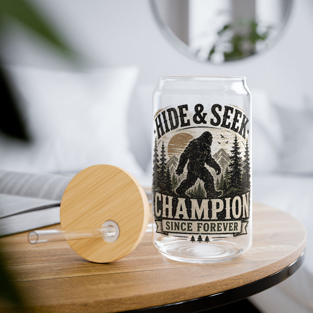 Hide & Seek Champion Since Forever Bigfoot Glass Straw Cup, 16oz