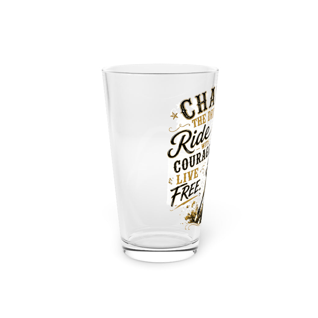 Chase the Dream Horse Gold Pint Glass, 16oz