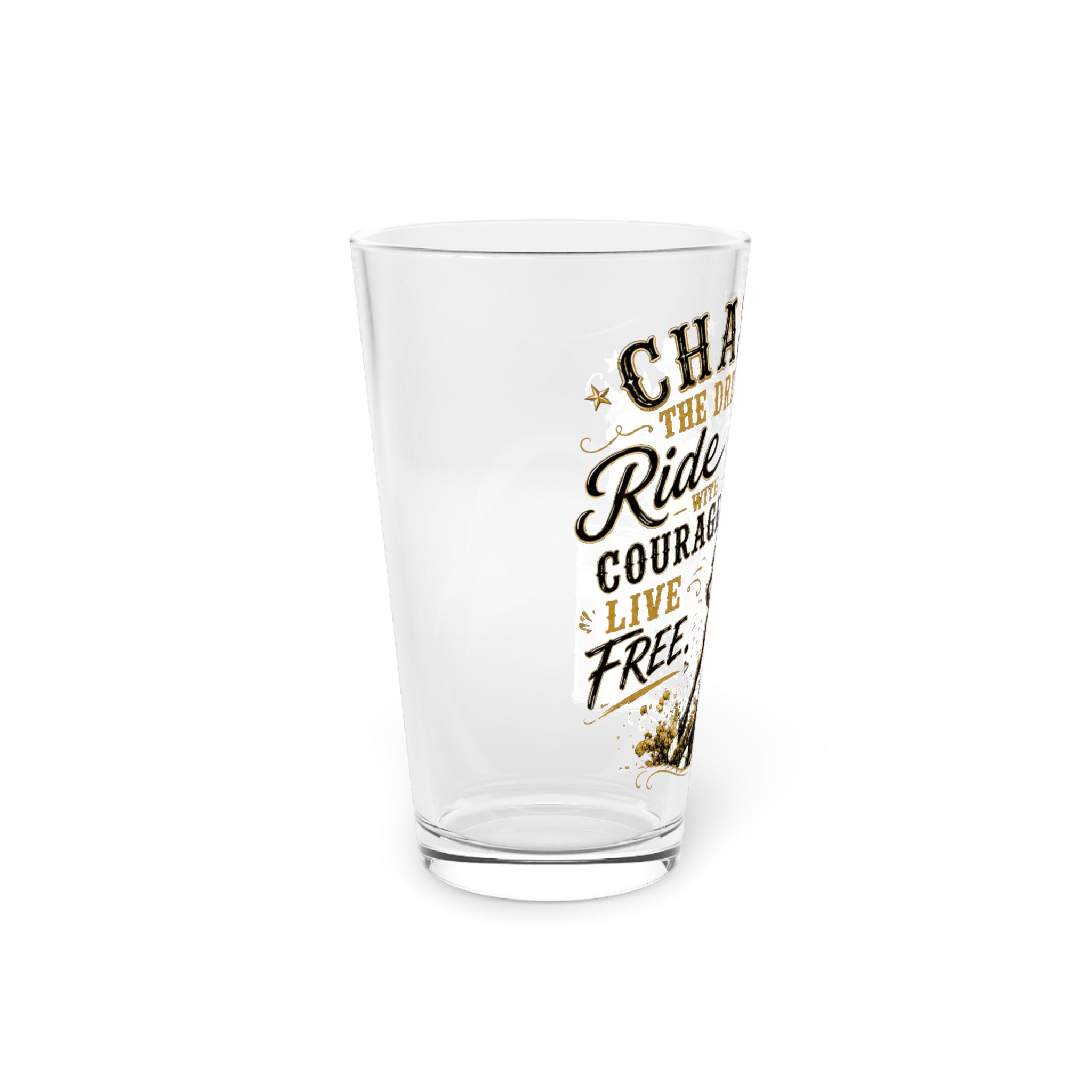 Chase the Dream Horse Gold Pint Glass, 16oz