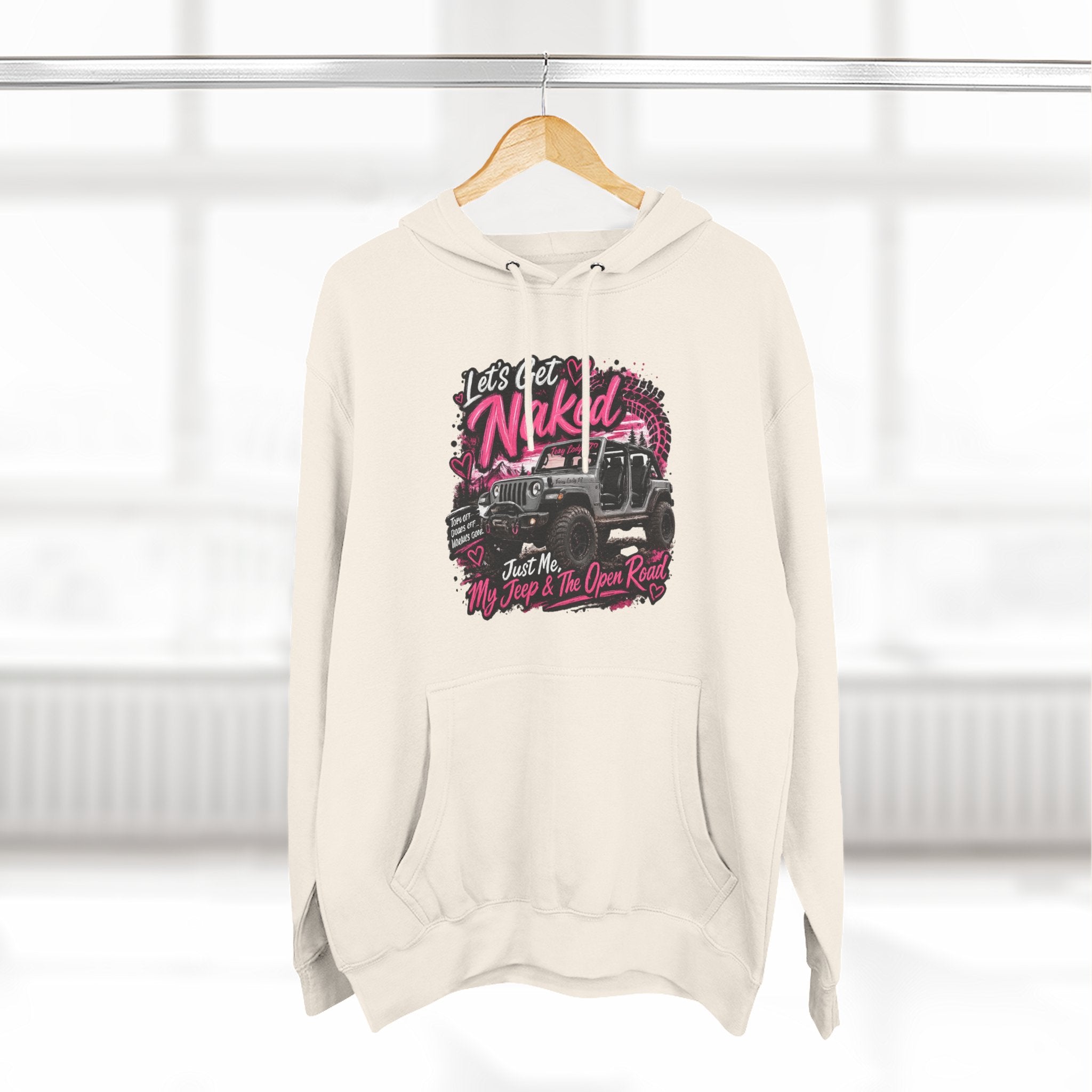 Jeep 'Let's Get Naked' Graphic Hoodie — Off-Road Adventure Pullover