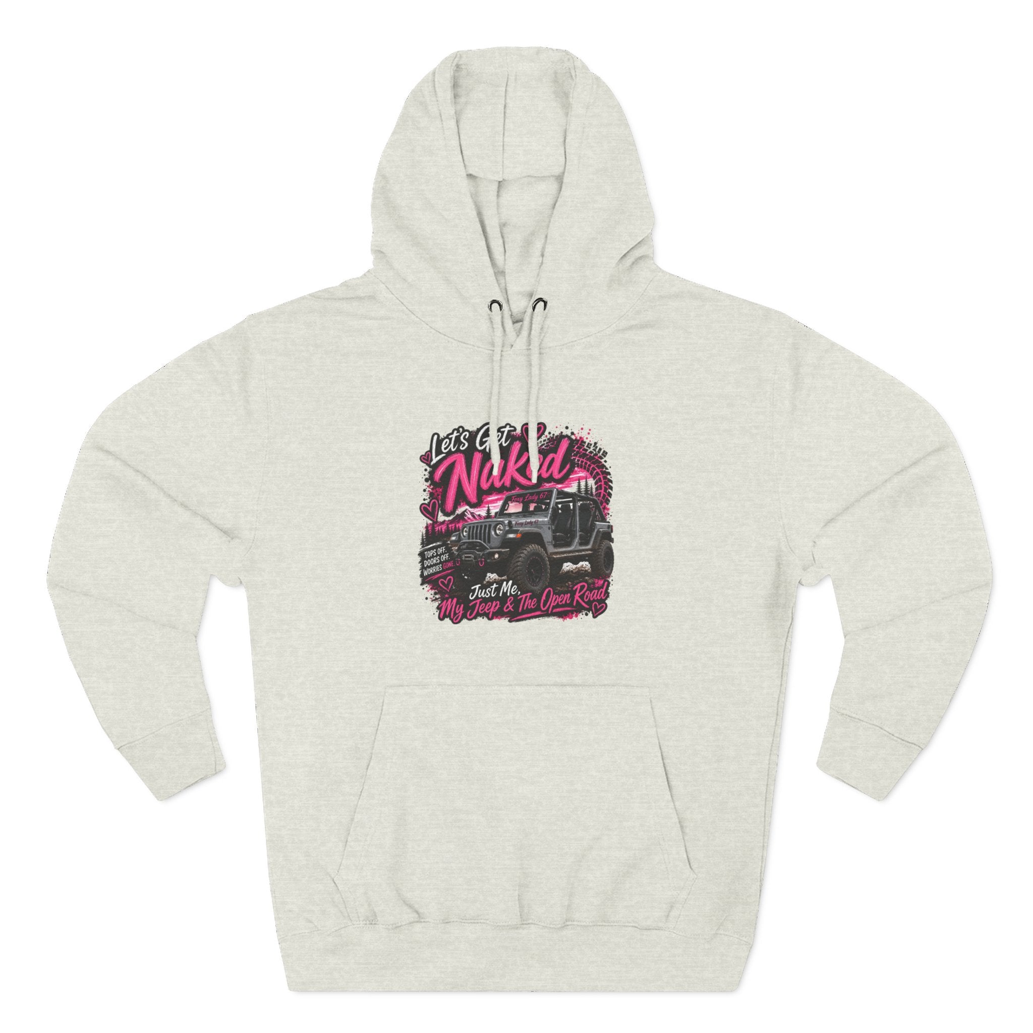 Jeep 'Let's Get Naked' Graphic Hoodie — (Pink) Off-Road Adventure Pullover