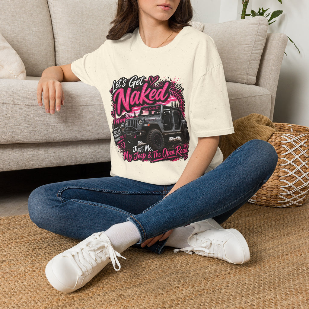 Jeep 'Let's Get Naked' Graphic T-Shirt — (Pink) Funny Off-Roading Top