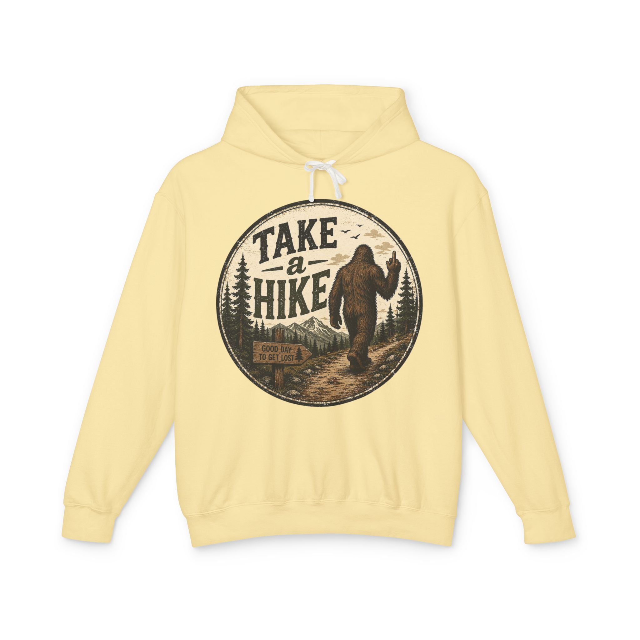 Take a Hike Hoodie — Vintage Bigfoot Nature Graphic Hooded Sweatshirt