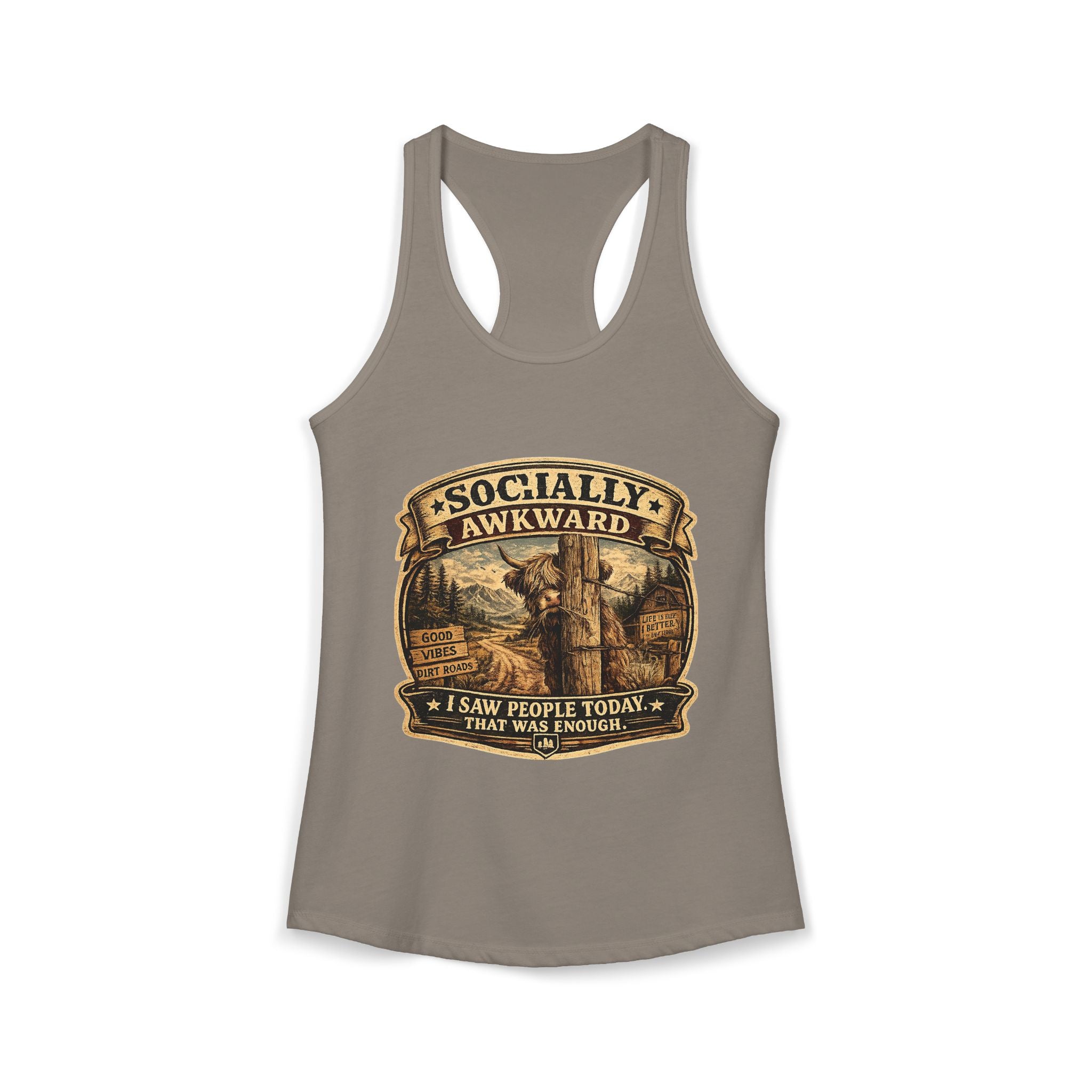 Socially Awkward Highland Cow Women's Ideal Racerback Tank