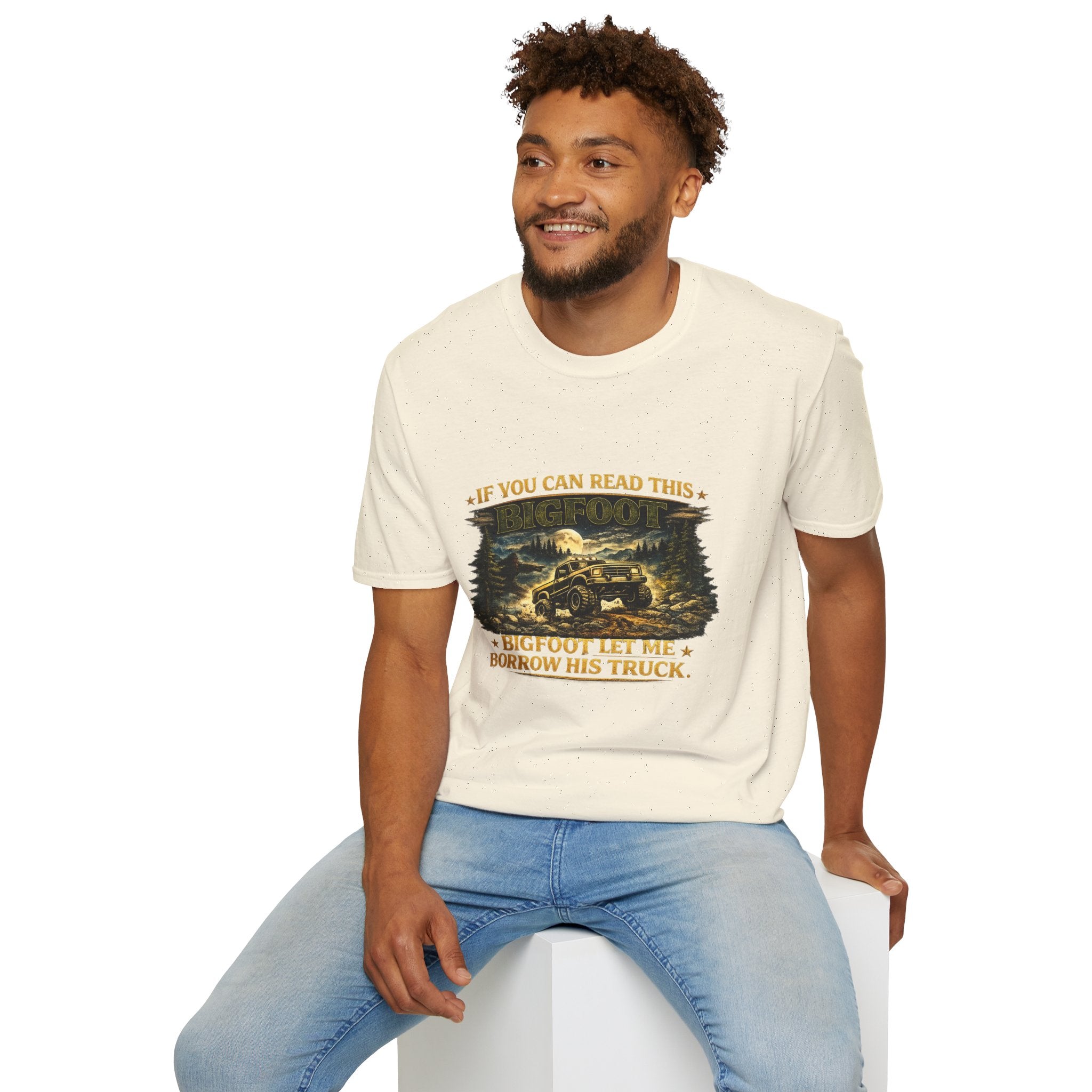 Bigfoot Truck T-Shirt — “If You Can Read This Bigfoot Let Me Borrow His Truck” Graphic Tee
