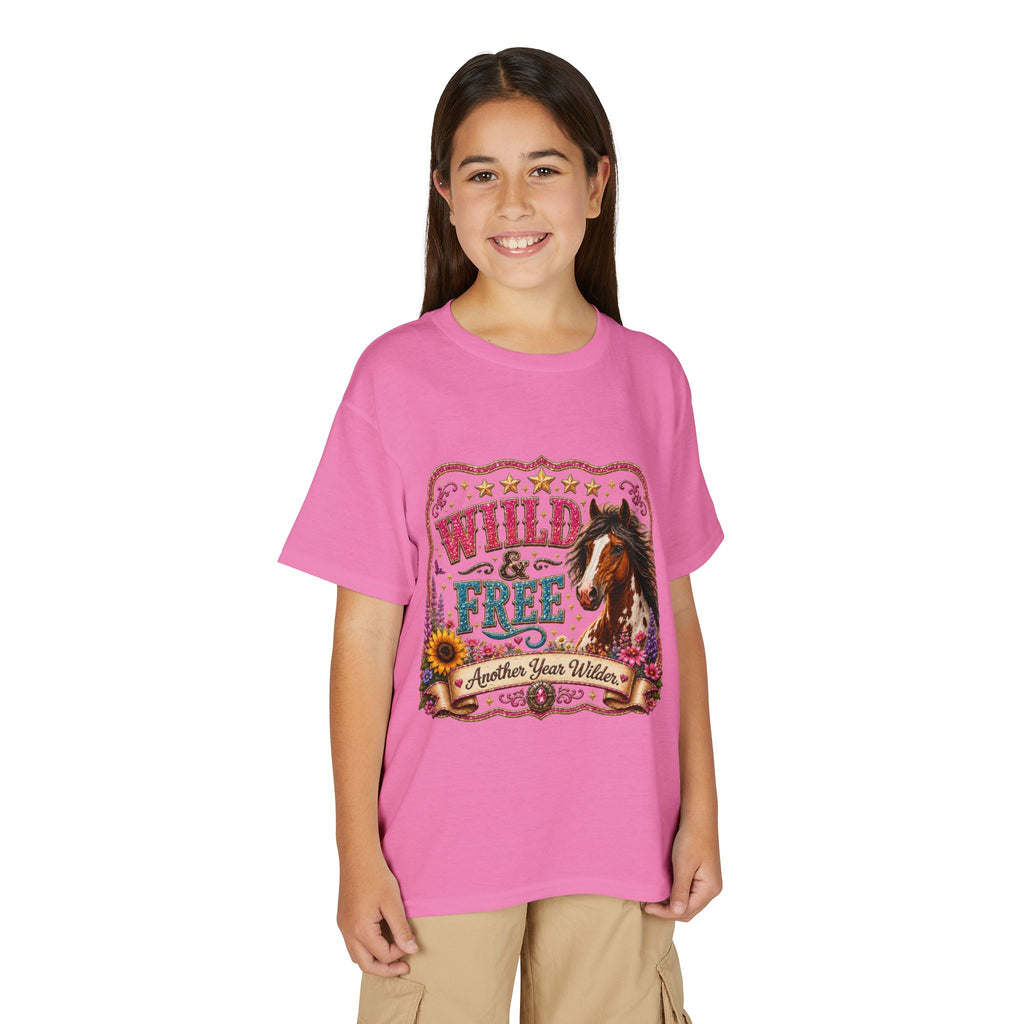 "Another Year Wilder" Horse Graphic — Wild & Free Youth T‑Shirt