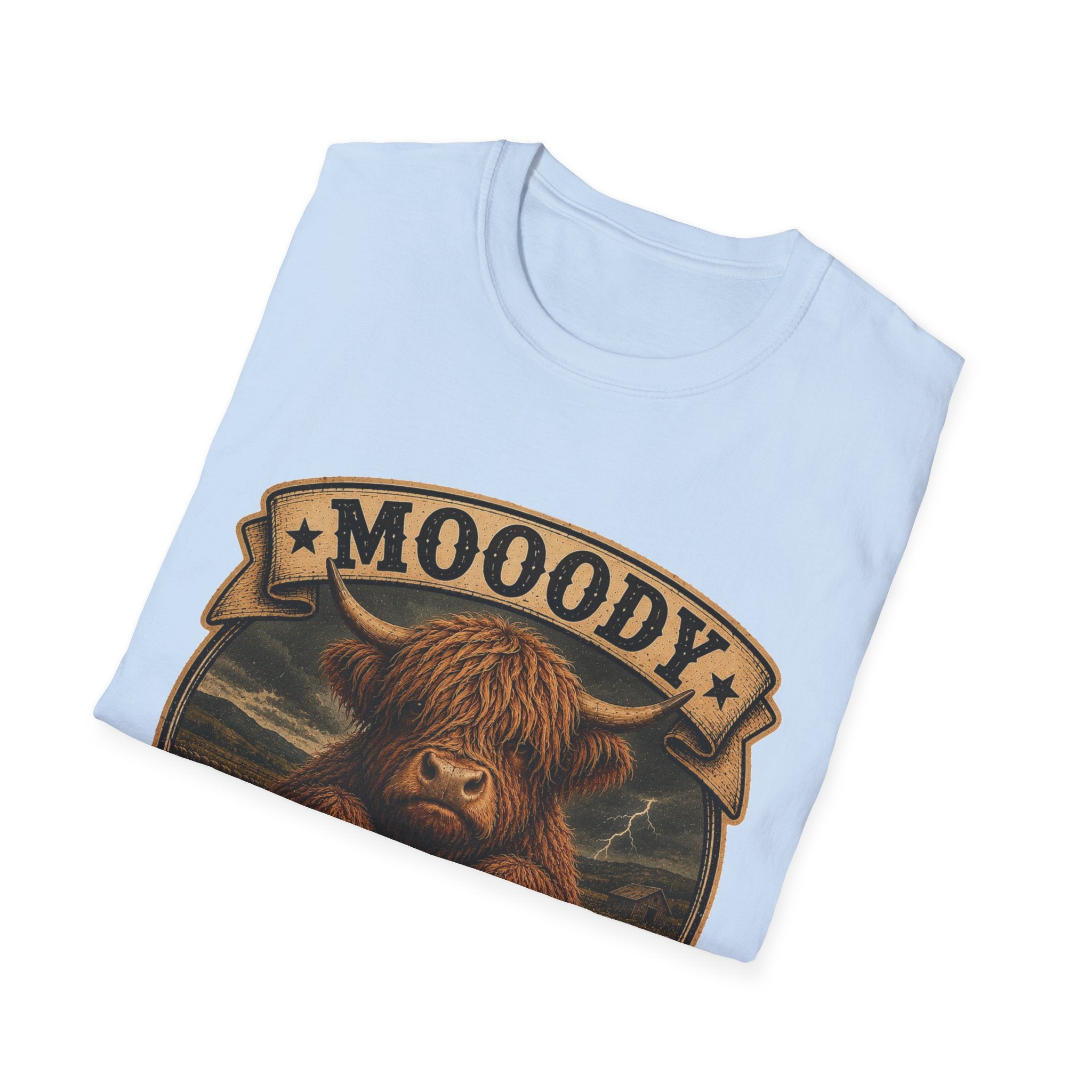 Moody Today's Forecast Highland Cow Unisex Softstyle T-Shirt