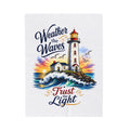 Lighthouse 'Weather the Waves, Trust the Light' Velveteen Plush Blanket