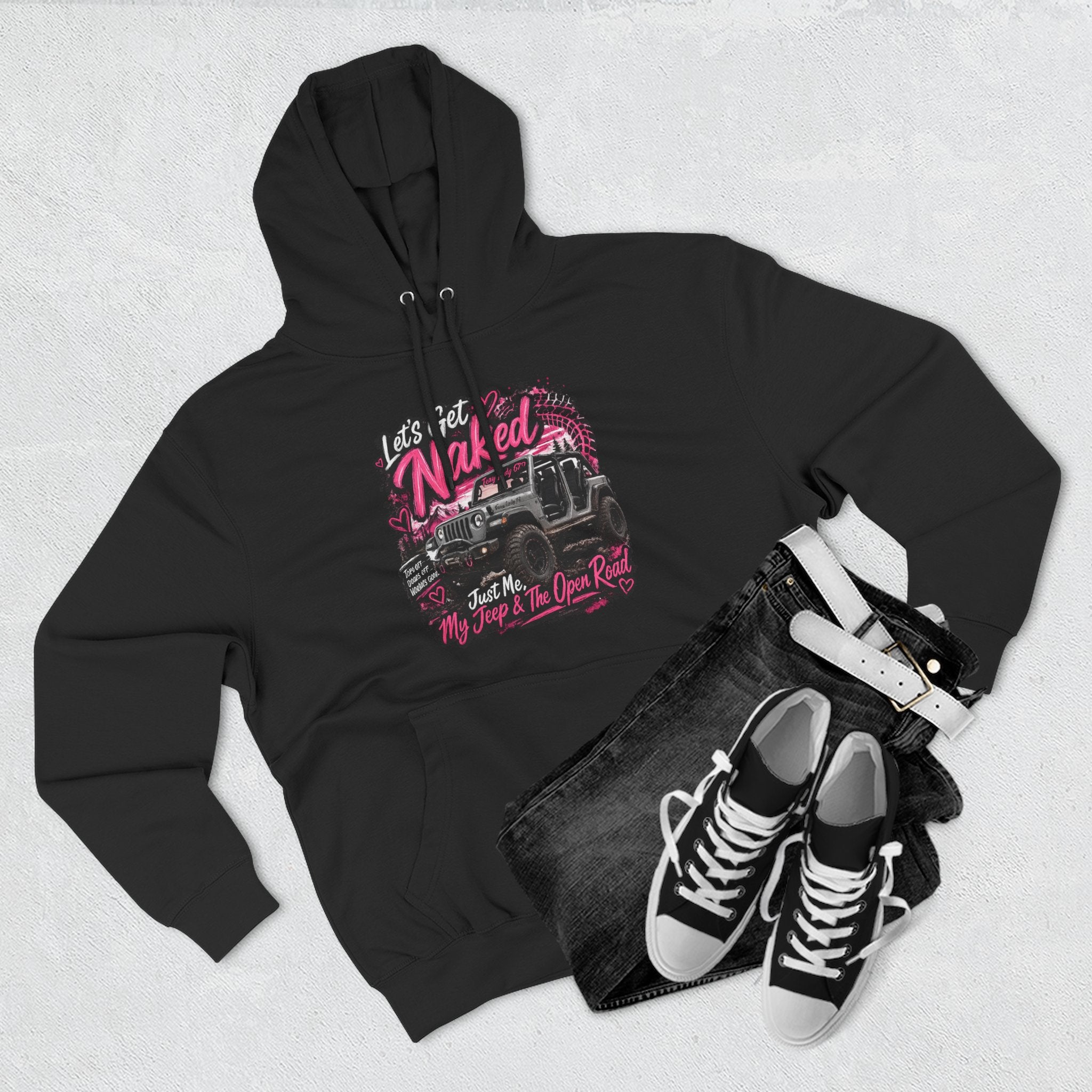 Jeep 'Let's Get Naked' Graphic Hoodie — Off-Road Adventure Pullover