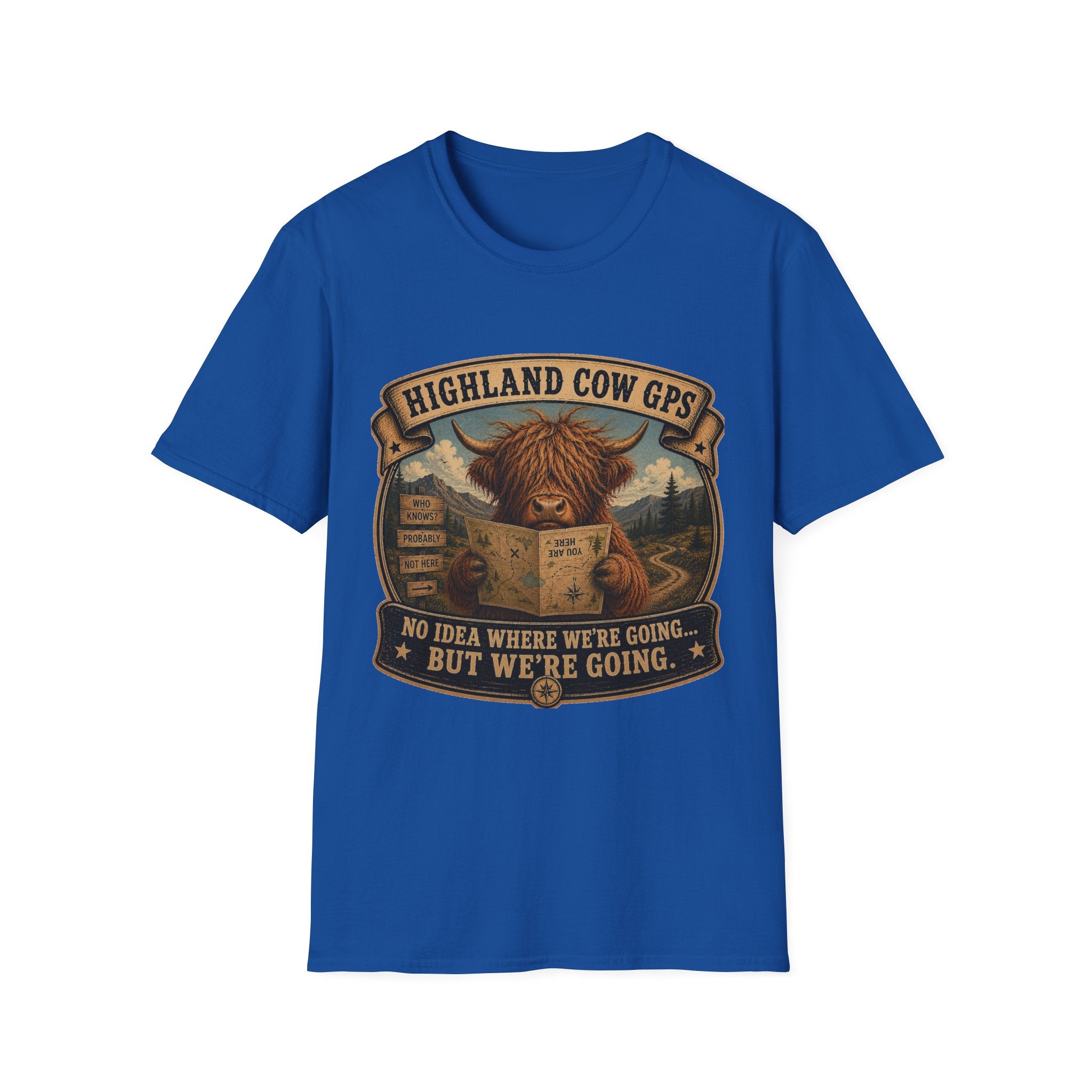 Highland Cow GPS Unisex Softstyle T-Shirt