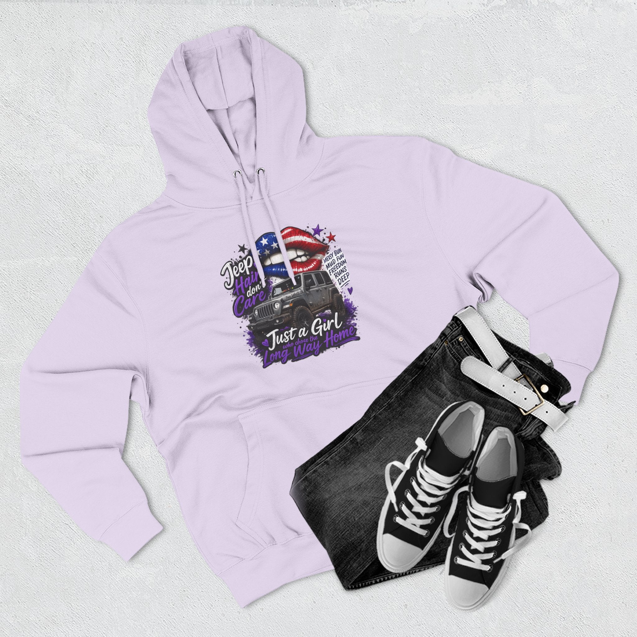 Patriotic 'Jeep Ain't Just a Girl Thing' – Graphic Fleece Pullover Jeep Driver Hoodie