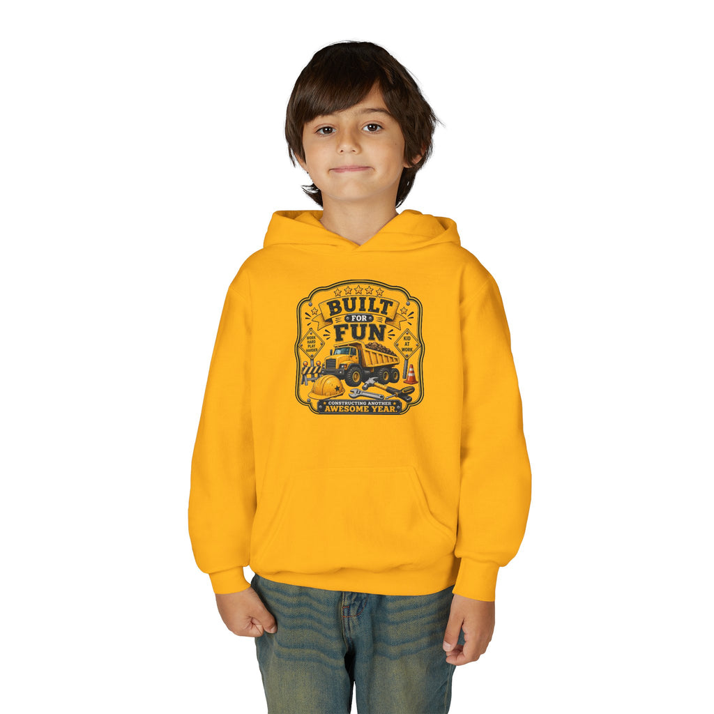 "Built for Fun" Construction Truck Pullover - Youth Hoodie