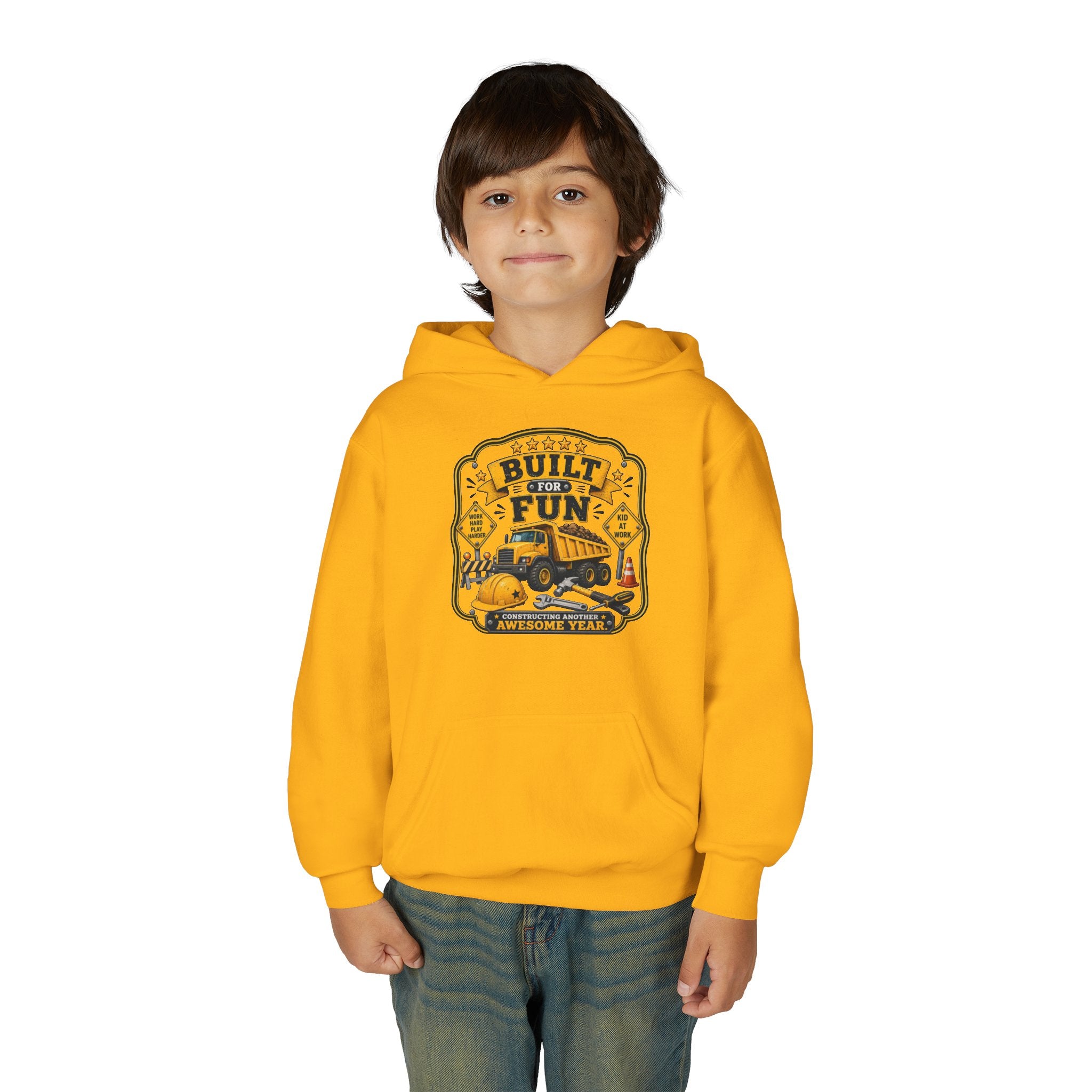"Built for Fun" Construction Truck Pullover - Youth Hoodie