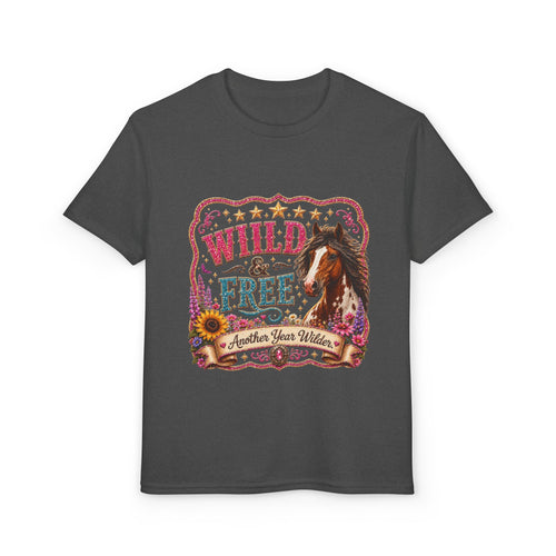 "Another Year Wilder" Horse Graphic — Wild & Free Youth T‑Shirt