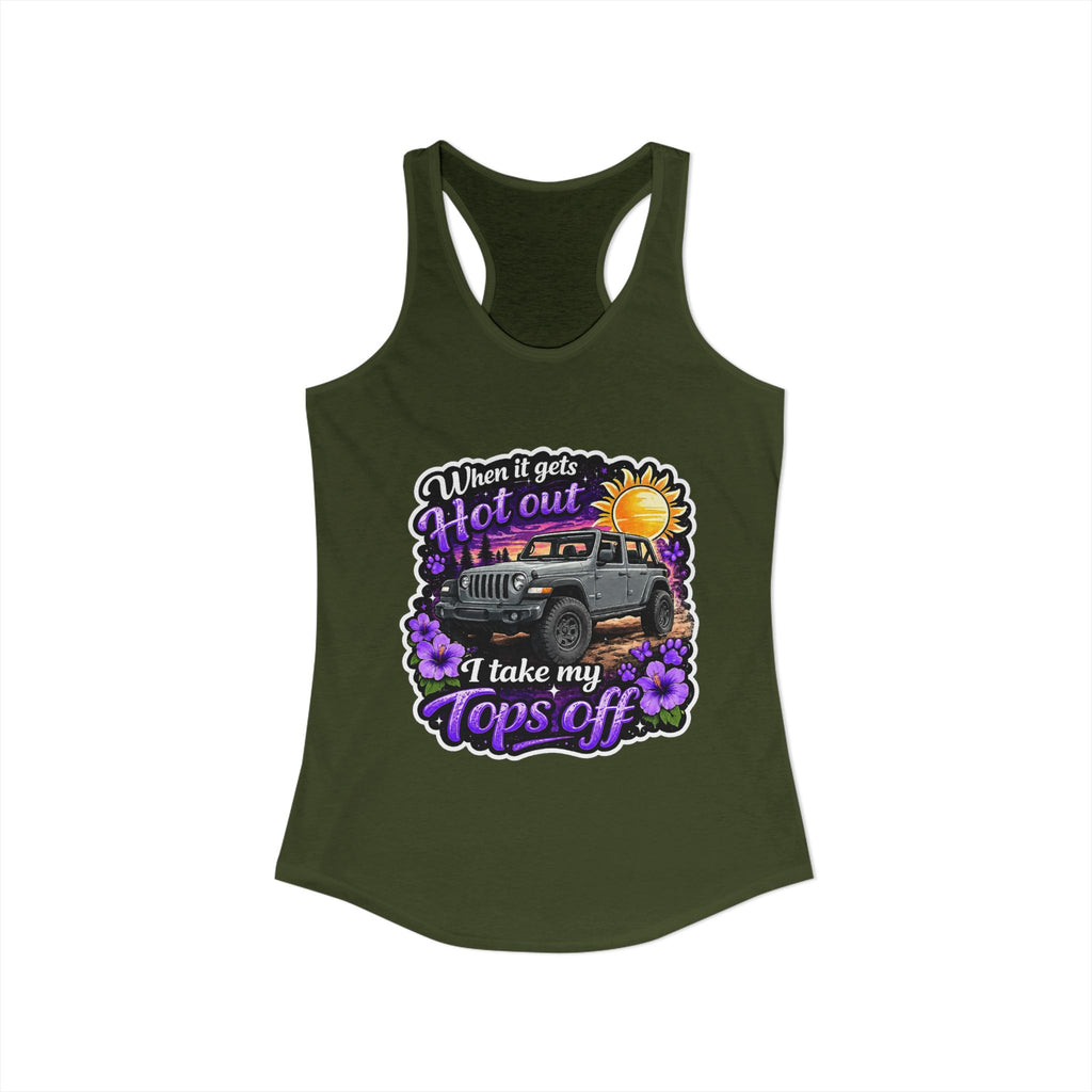 When It Gets Hot I Take My Tops Off (Purple) Women's Ideal Racerback Tank