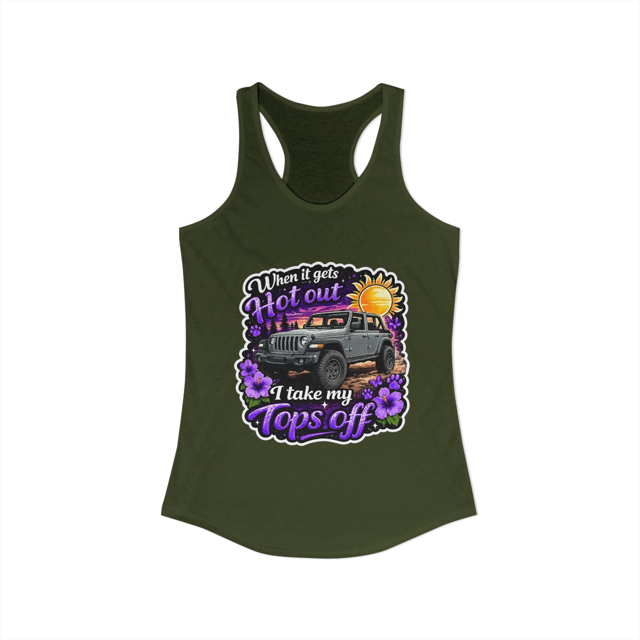 When It Gets Hot I Take My Tops Off (Purple) Women's Ideal Racerback Tank