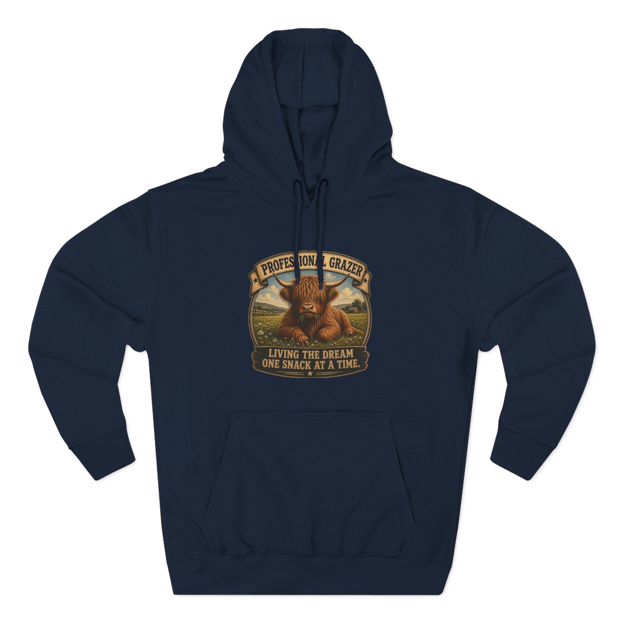 Before and After Coffee Highland Cow Three-Panel Fleece Hoodie