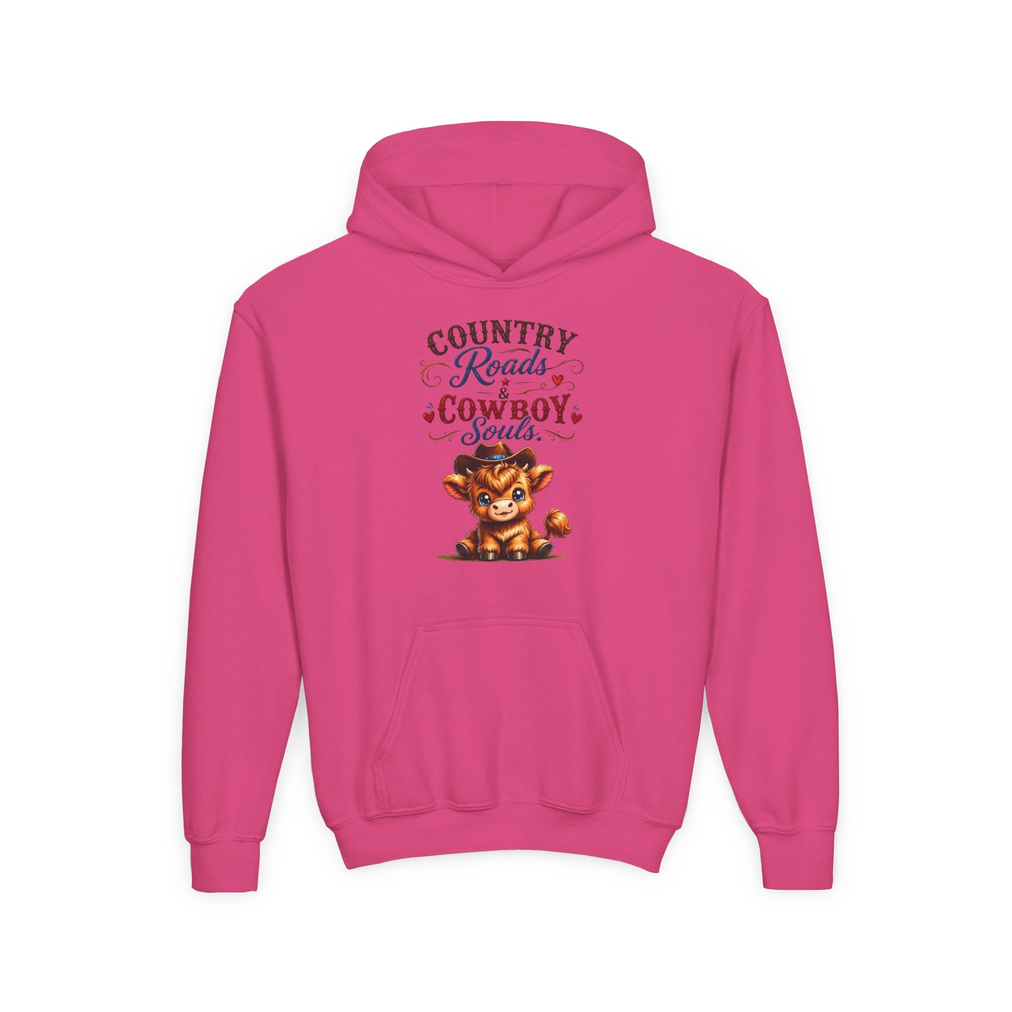 Country Roads Cowboys Souls Youth Heavy Blend Hooded Sweatshirt