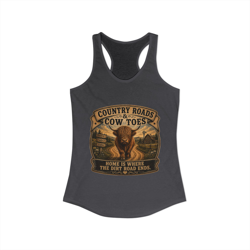 Country Roads & Cow Toes Women's Ideal Racerback Tank