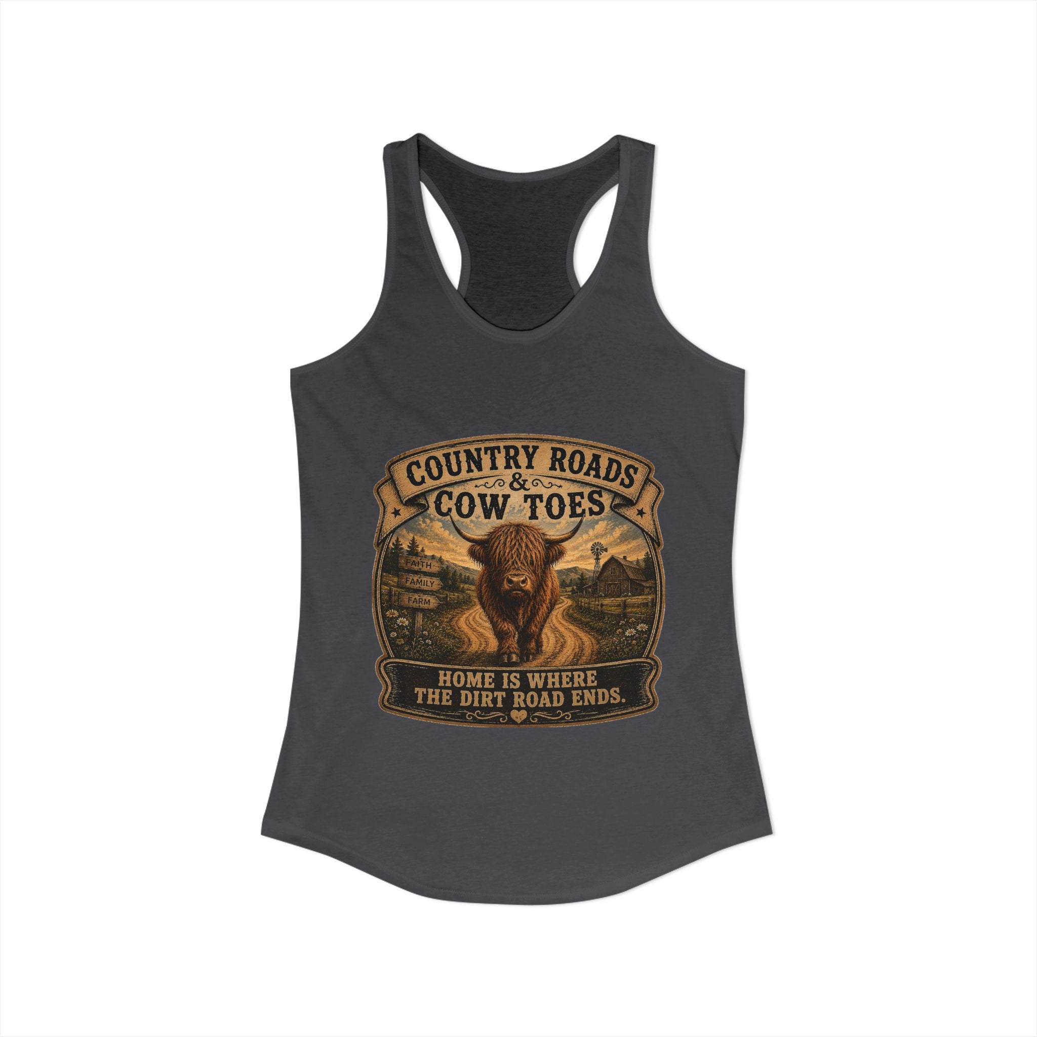 Country Roads & Cow Toes Women's Ideal Racerback Tank