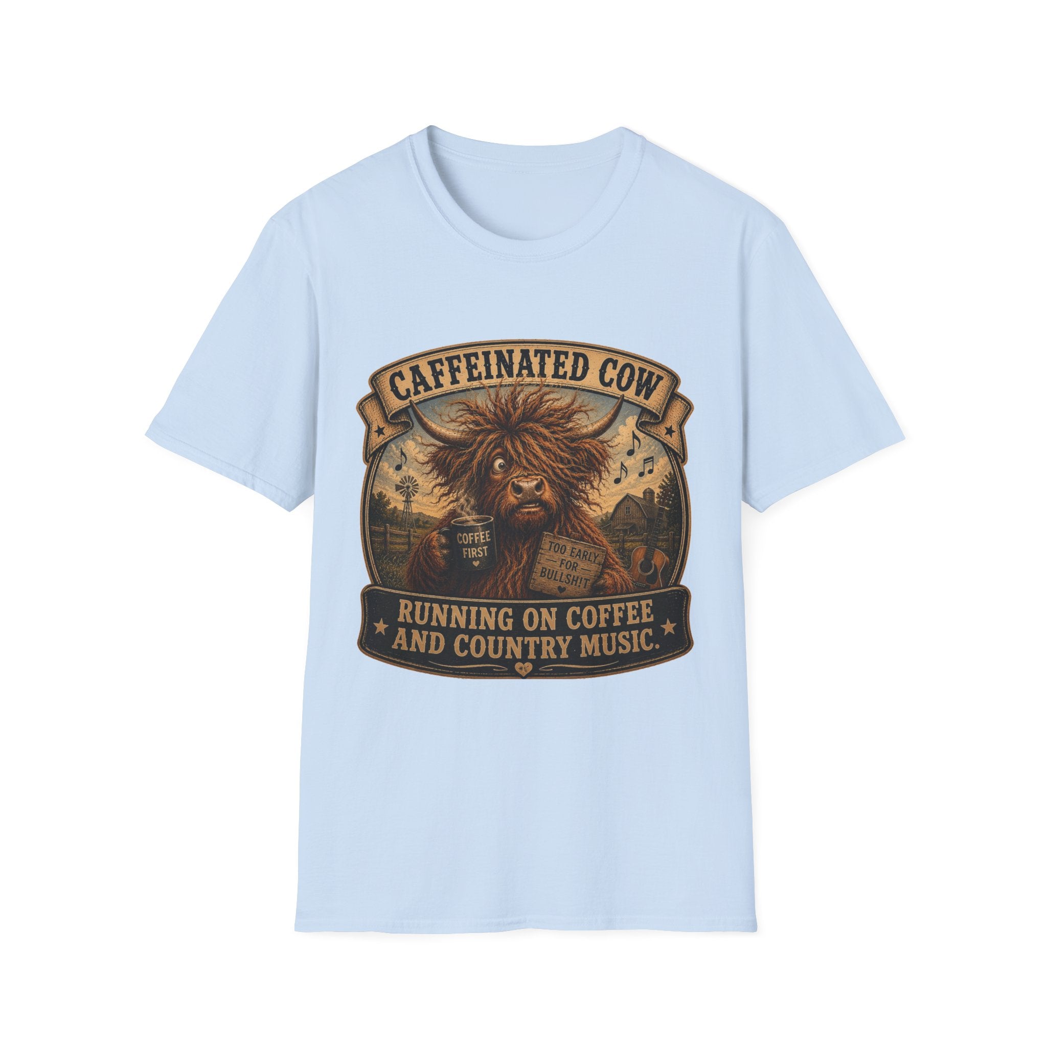 Caffeinated Cow Unisex Softstyle T-Shirt