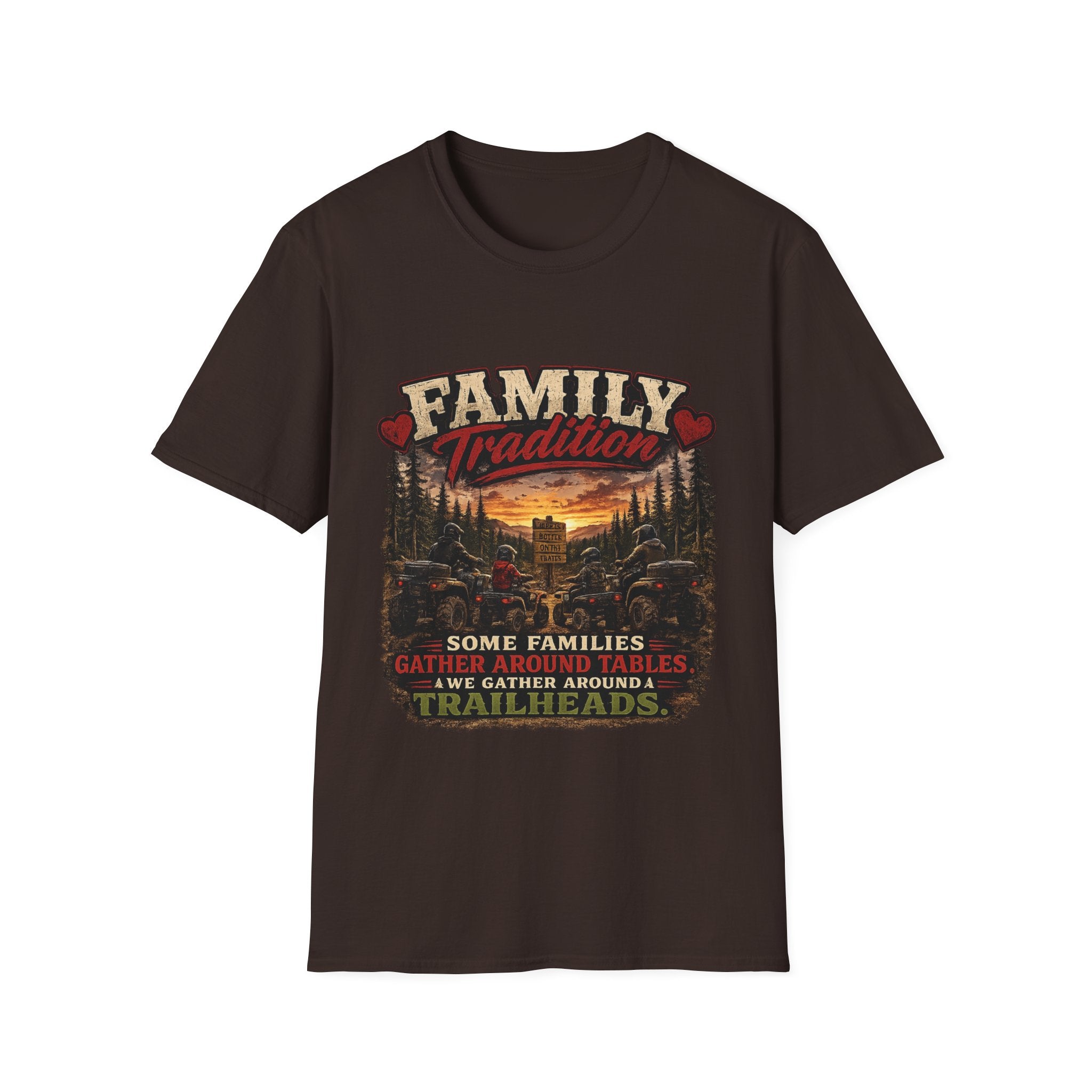 Family Tradition T-Shirt — 'Some Families We Gather Around A Table, We Gather Around A Trailhead' Outdoor Camping Tee