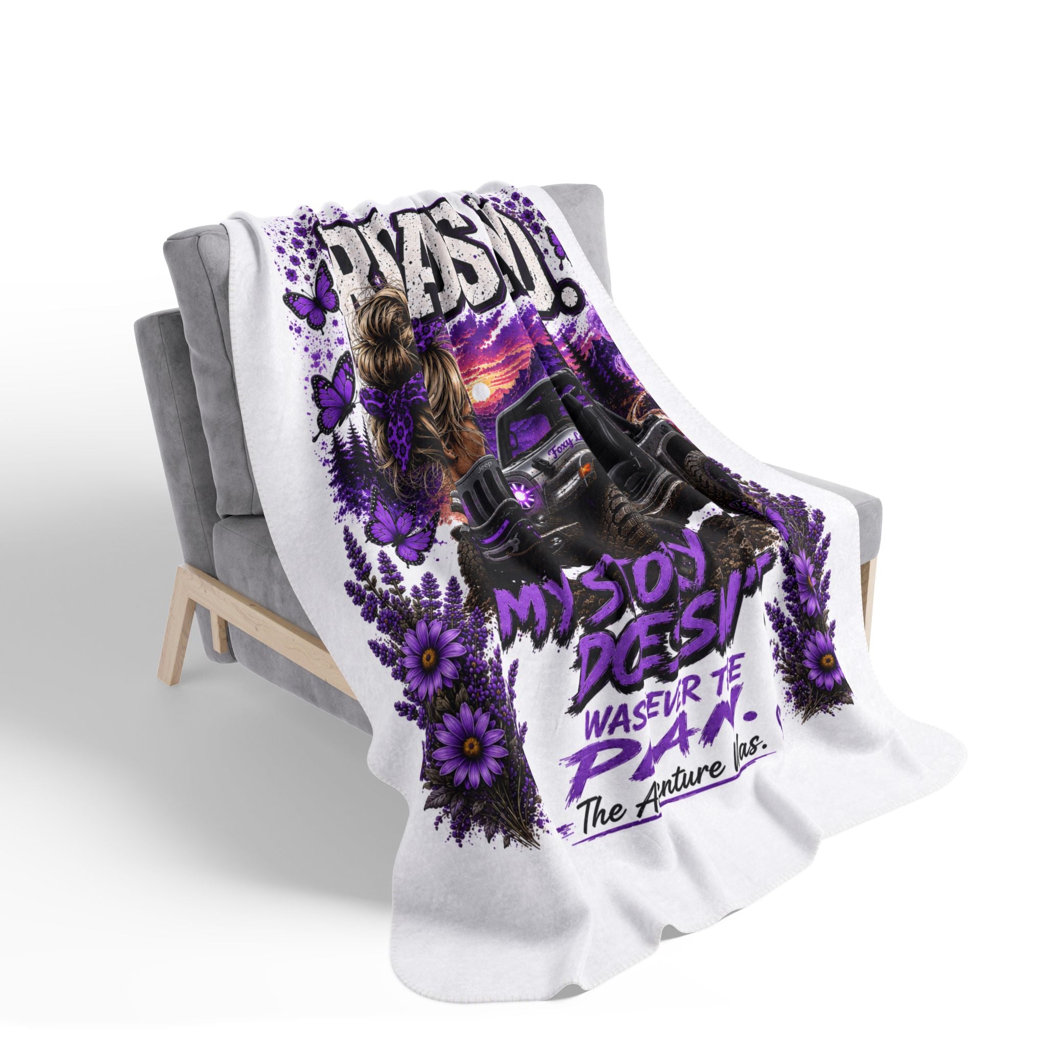 "Roads End" Off‑Road Jeep Adventure Blanket (My Story Doesn't Was Never the Plan) — Sherpa Blanket