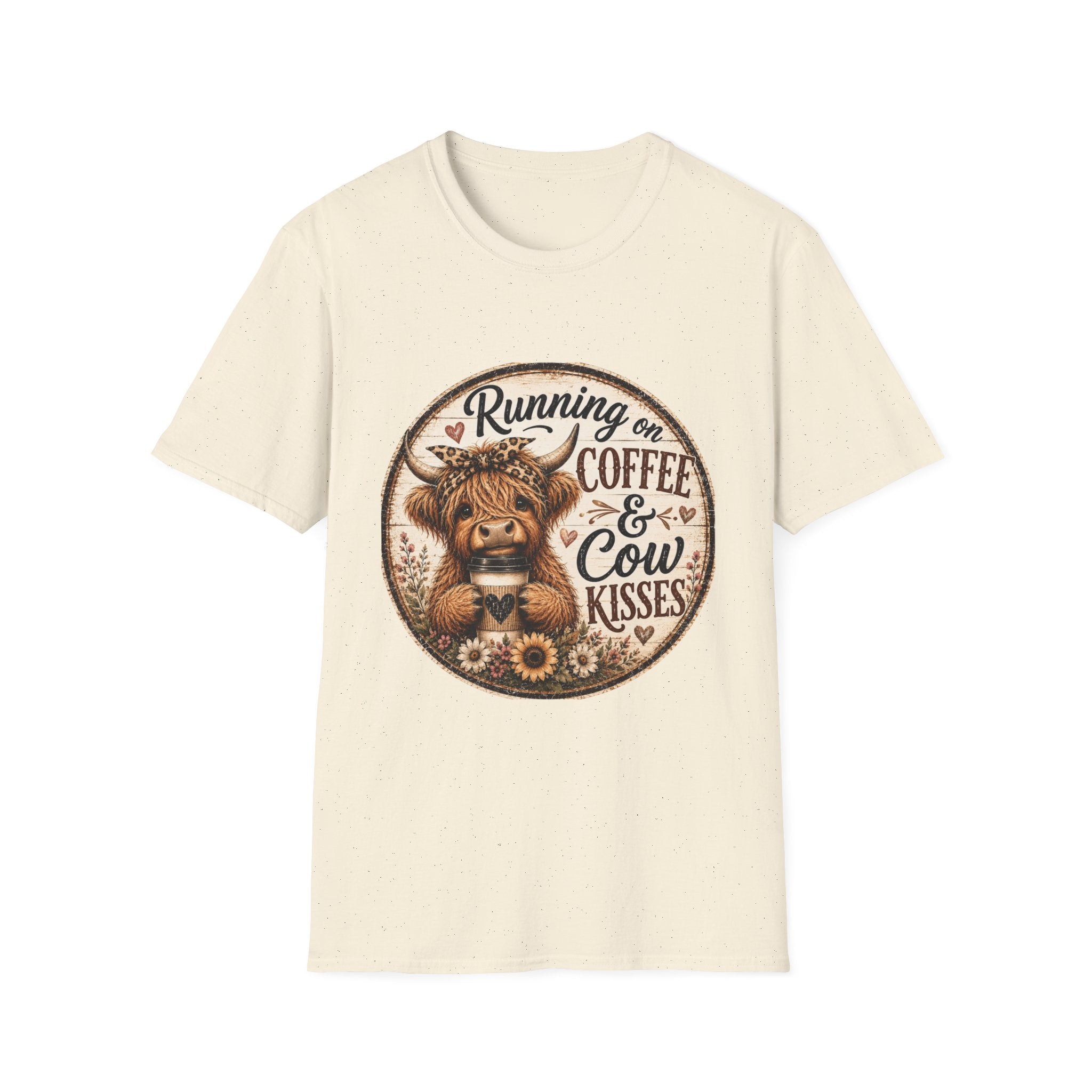 Running on Coffee & Cow Kisses - Unisex Softstyle T-Shirt