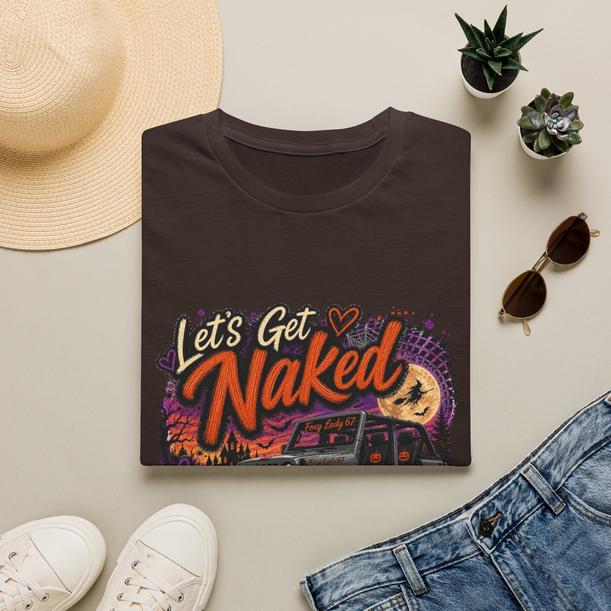 Let's Get Naked T-Shirt — Retro Halloween Camper Graphic Tee