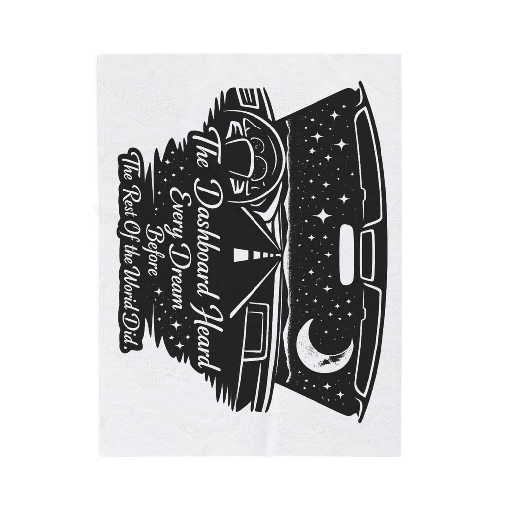 'The Dashboard Heard Every Dream' Retro Camper Moonlight Design - Velveteen Plush Blanket