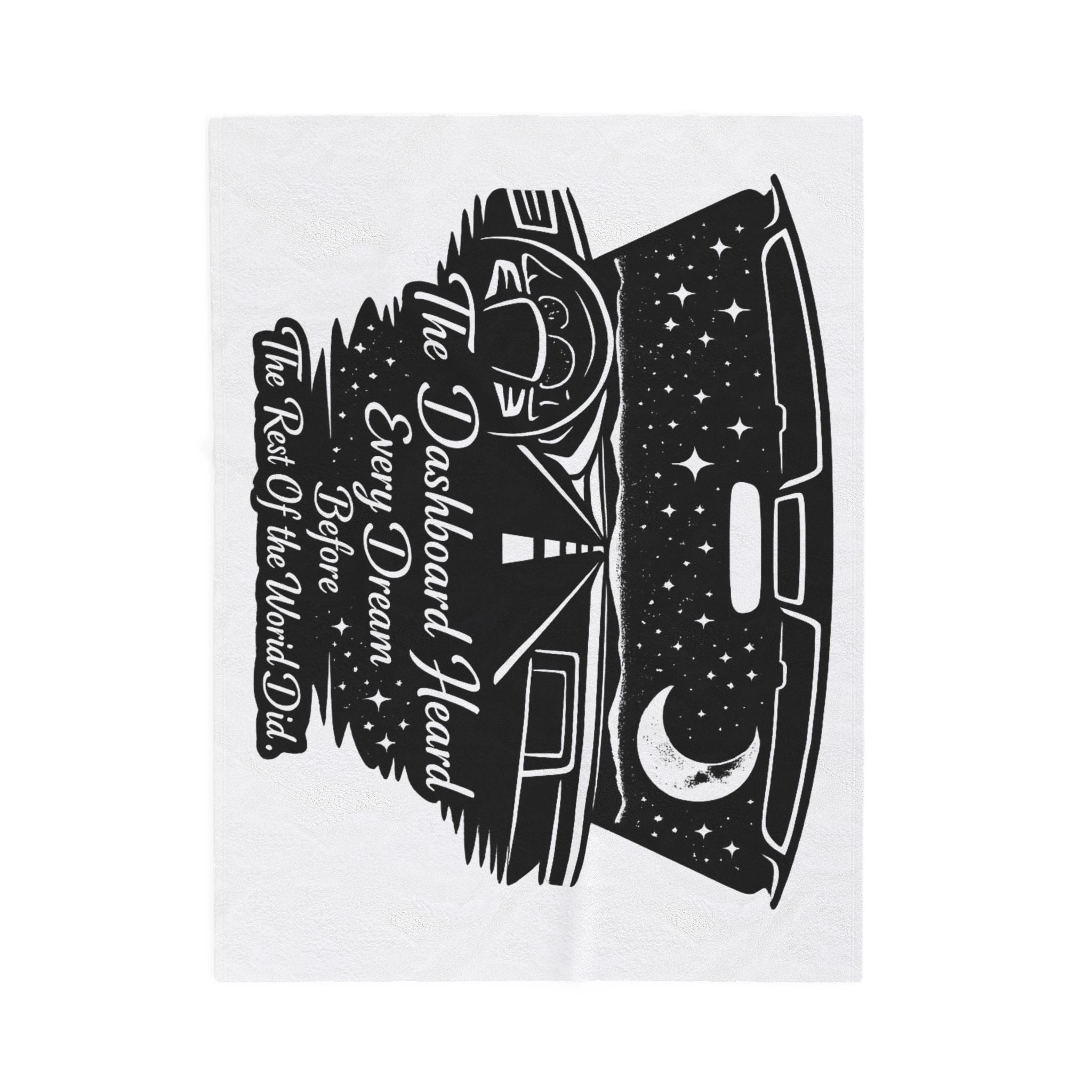 'The Dashboard Heard Every Dream' Retro Camper Moonlight Design - Velveteen Plush Blanket