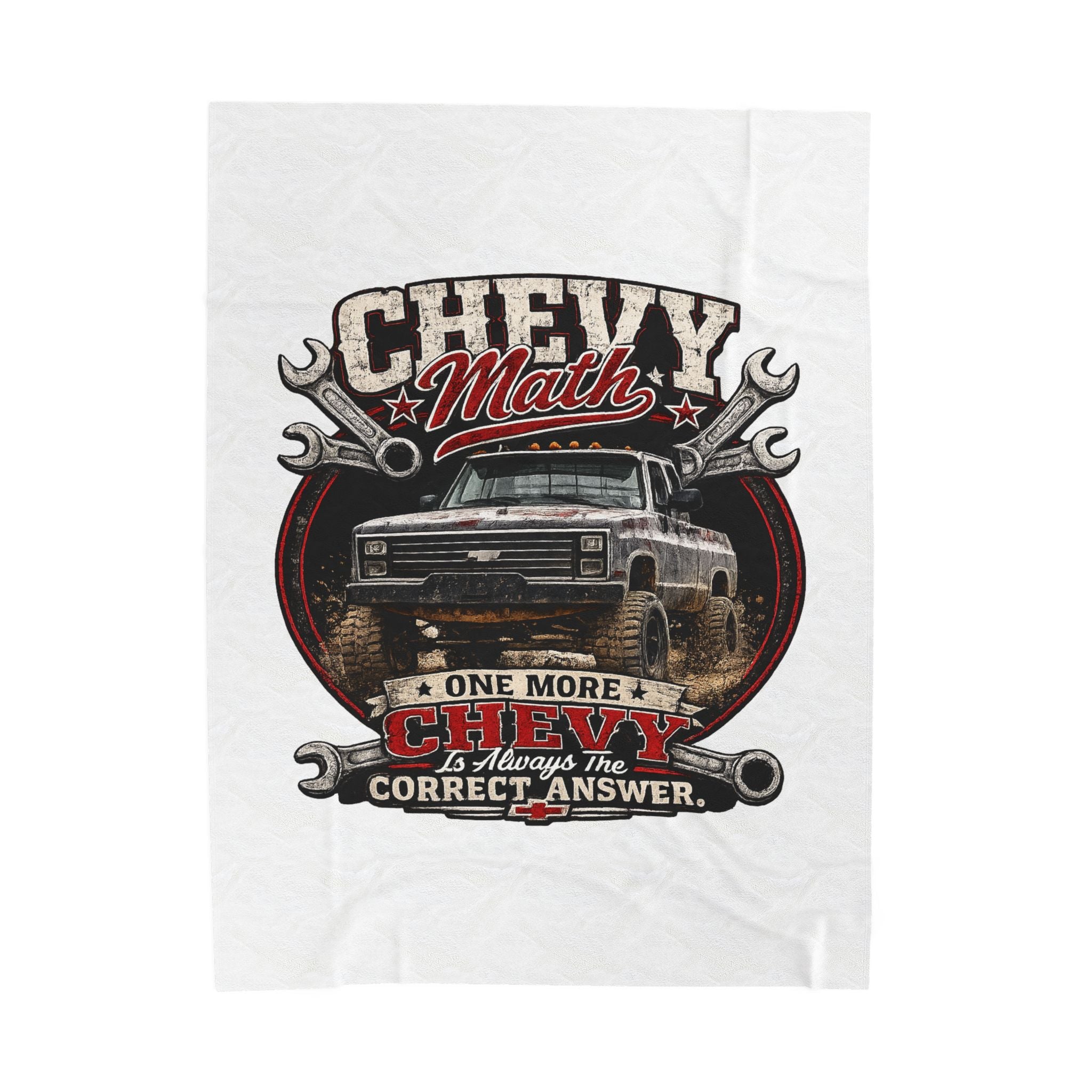 "One More Chevy" Off-Road Truck Throw – Chevy Math Velveteen Plush Blanket