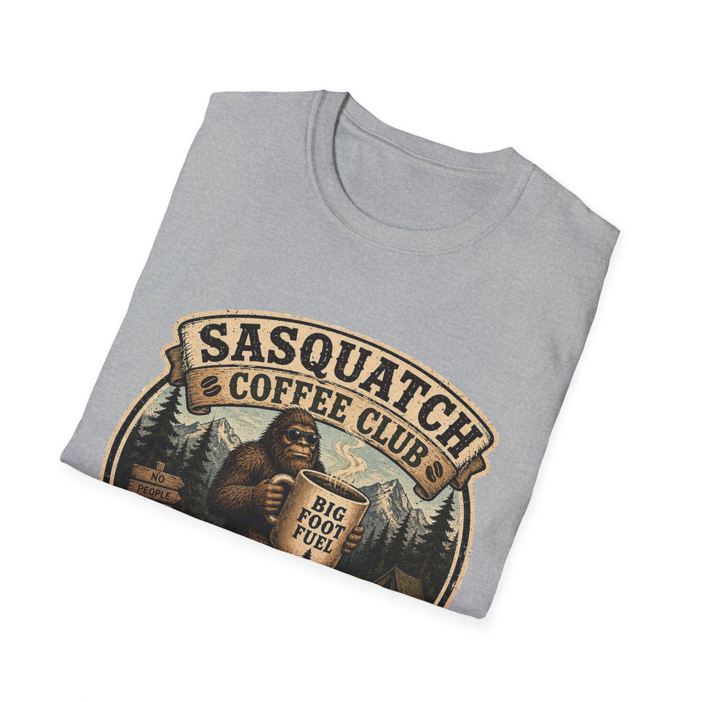Sasquatch Coffee Club T-Shirt — "Running on Caffeine and Bad Decisions"