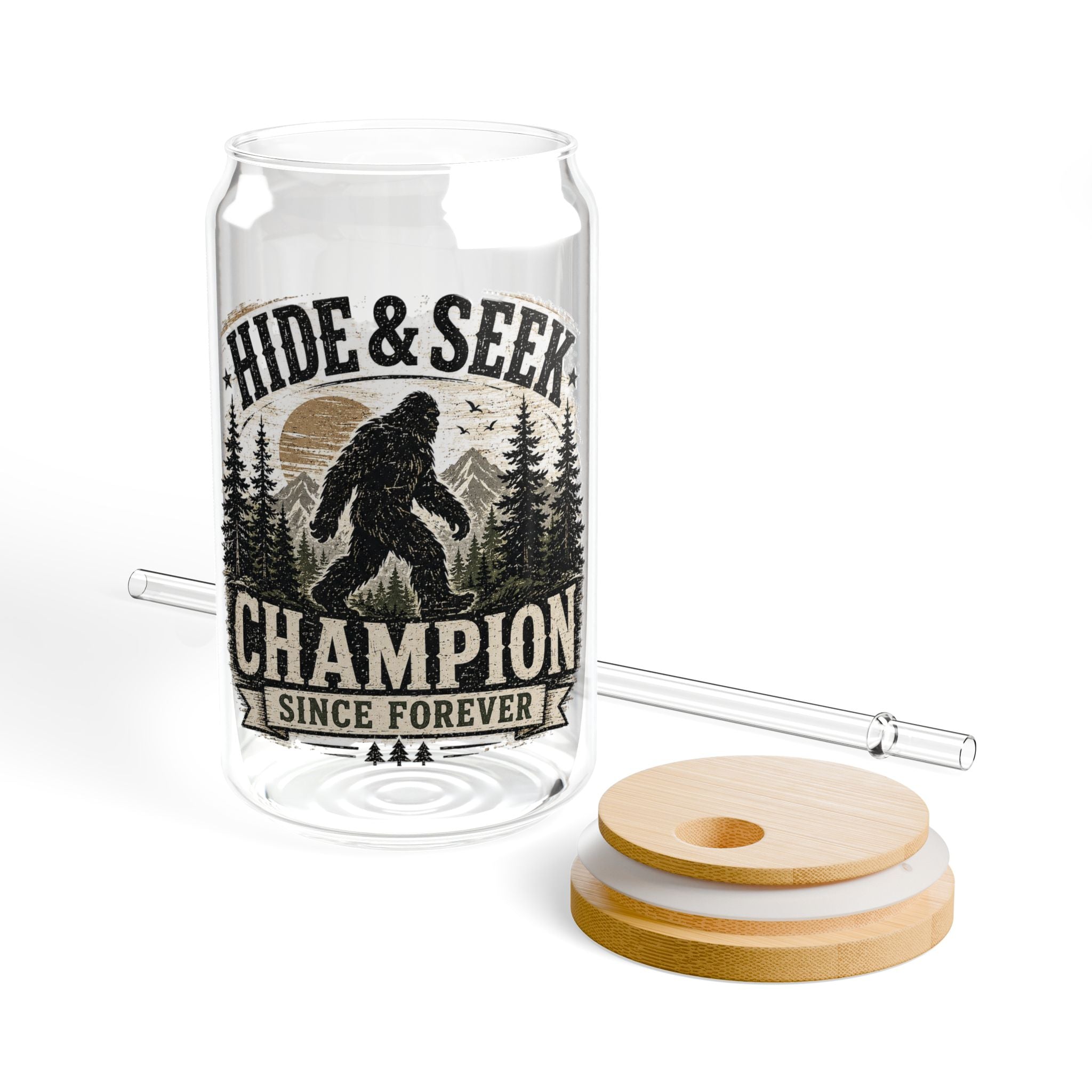 Hide & Seek Champion Since Forever Bigfoot Glass Straw Cup, 16oz