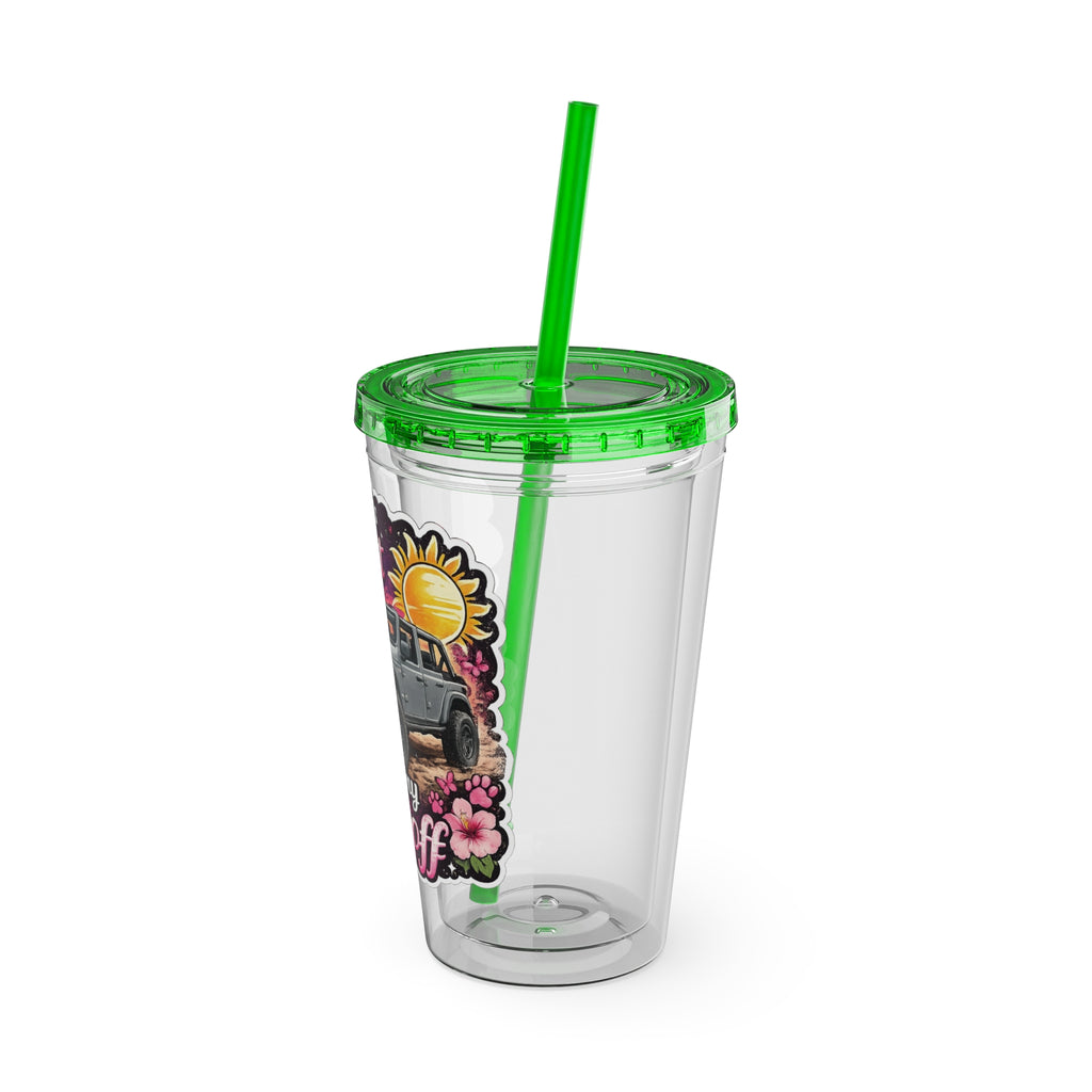 When It Gets Hot Out, I Take My Tops Off - Sunsplash Tumbler with Straw, 16oz