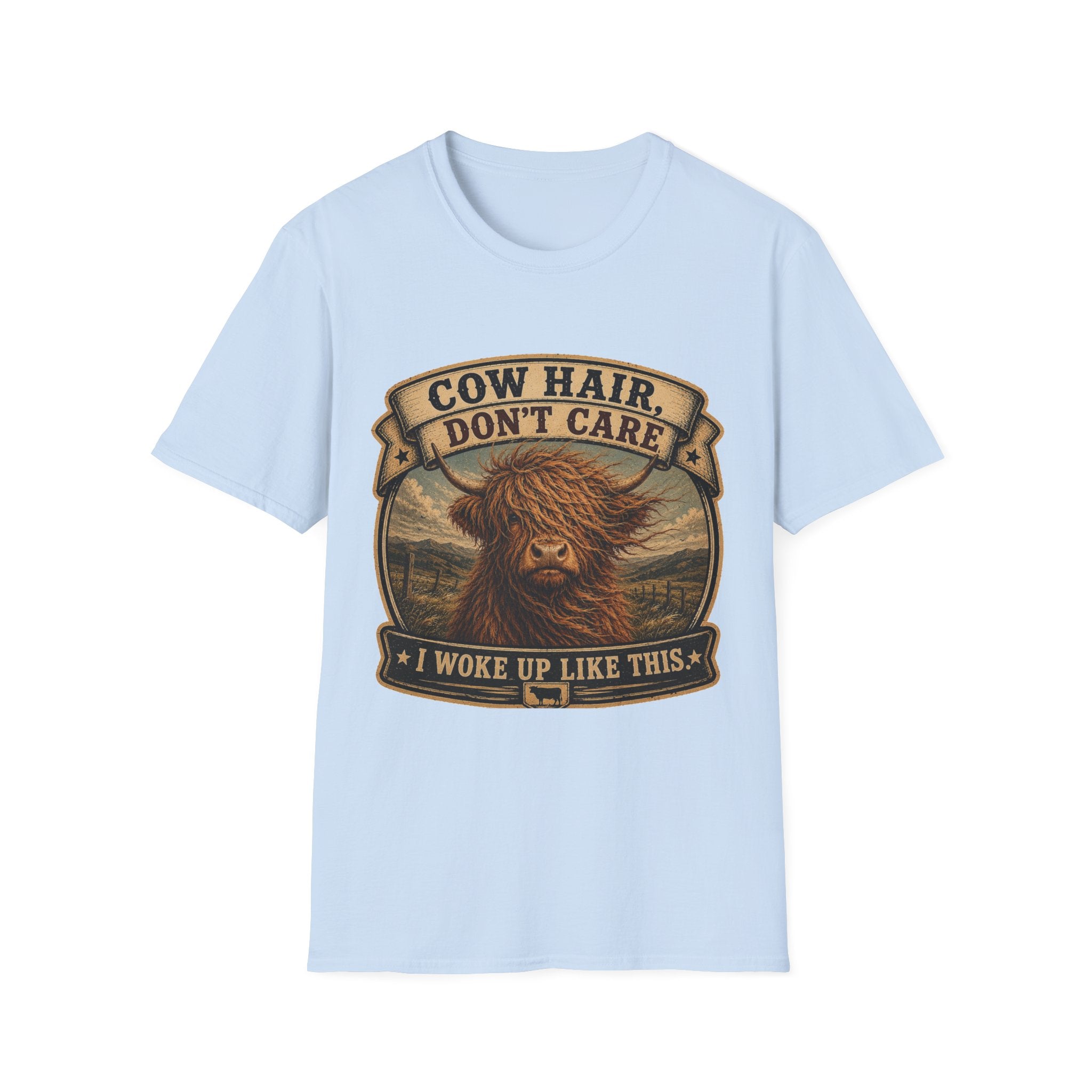 Cow Hair Don't Care Highland Cow - Unisex Softstyle T-Shirt