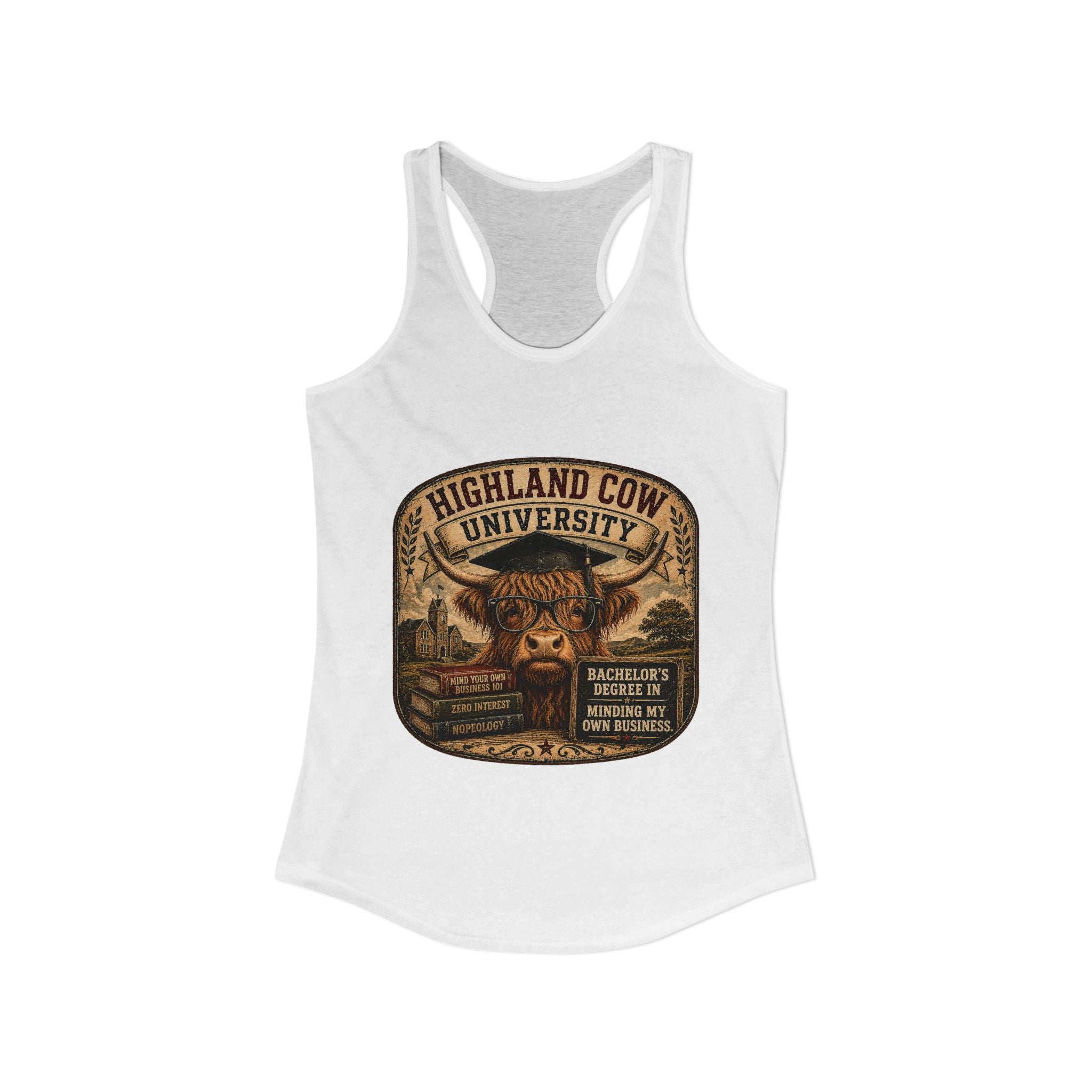 Highland Cow University Women's Ideal Racerback Tank