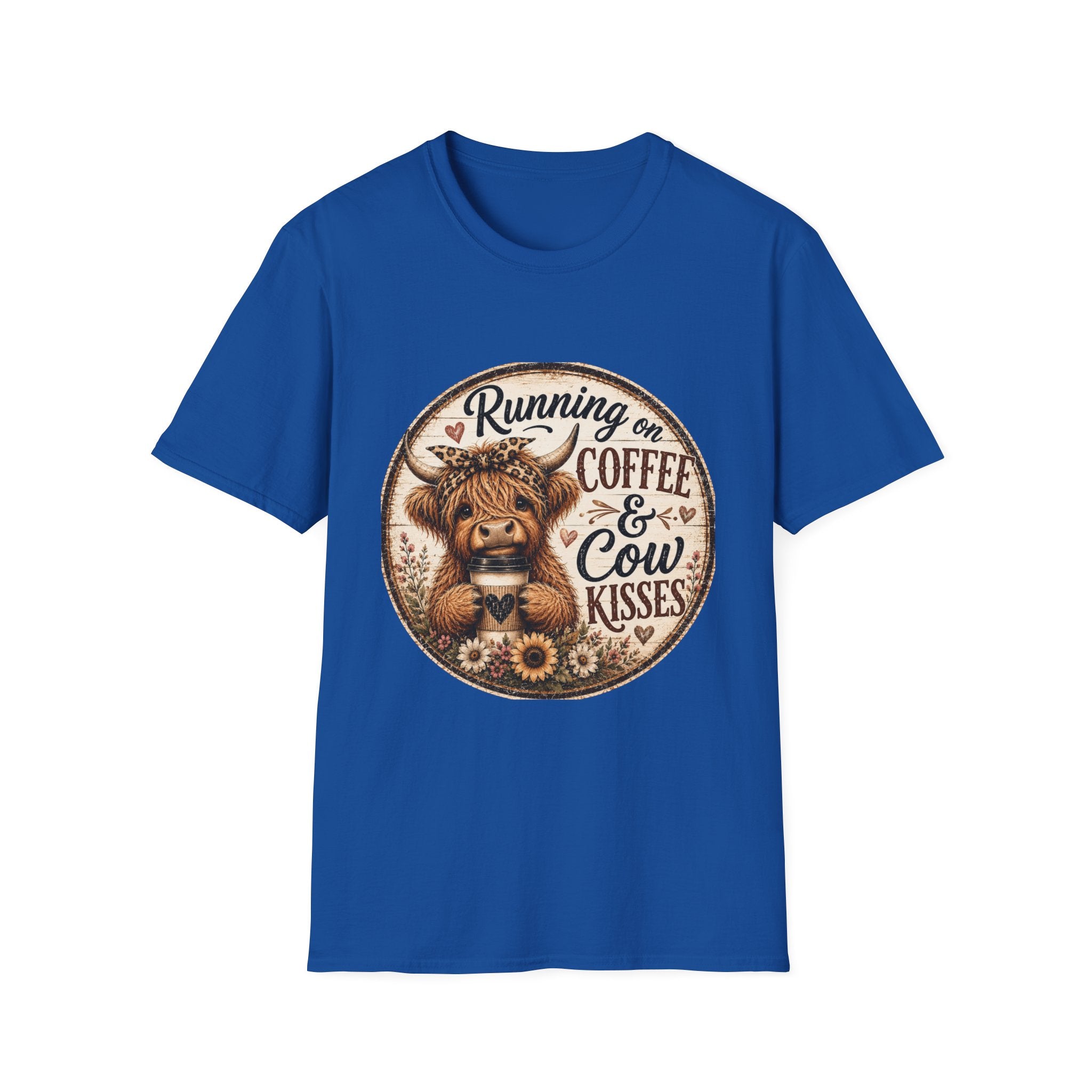 Running on Coffee & Cow Kisses - Unisex Softstyle T-Shirt