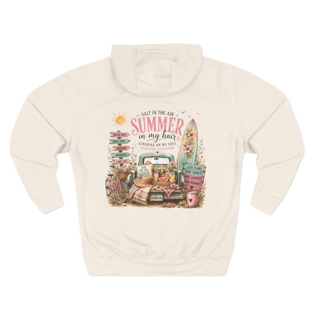 Salt in the Air Summer In my Hair - Women's Pull Over Hoodie