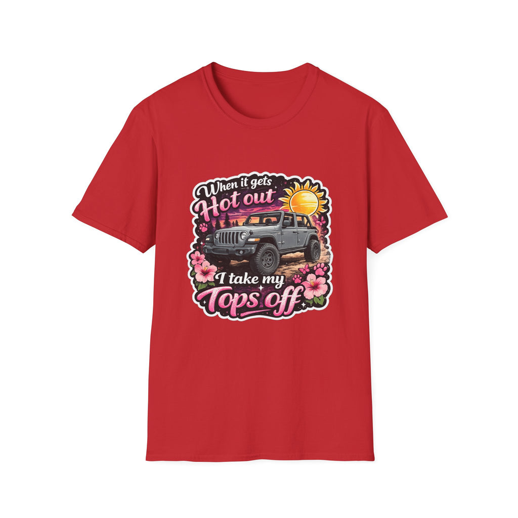 When It Gets Hot Out Jeep (Pink) Unisex Softstyle T-Shirt