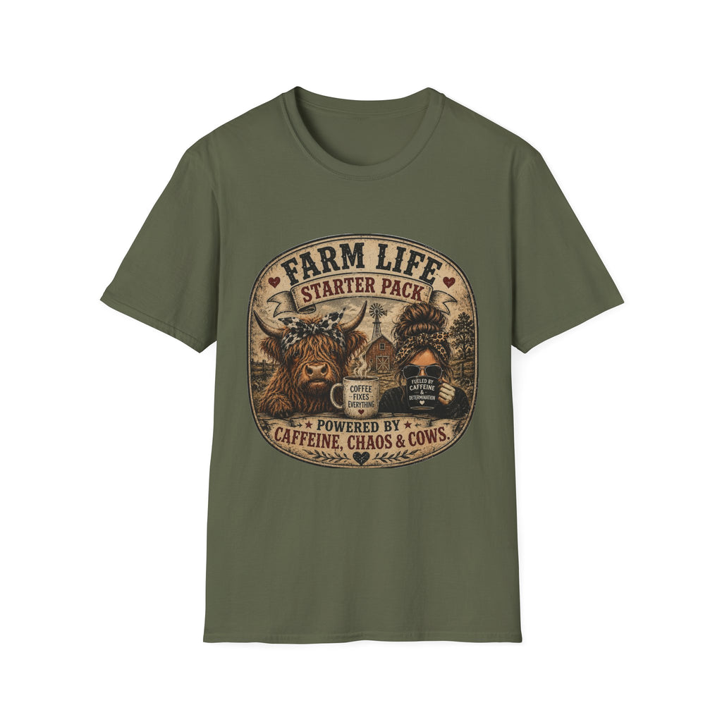 Farm Life Highland Cow Unisex Softstyle T-Shirt