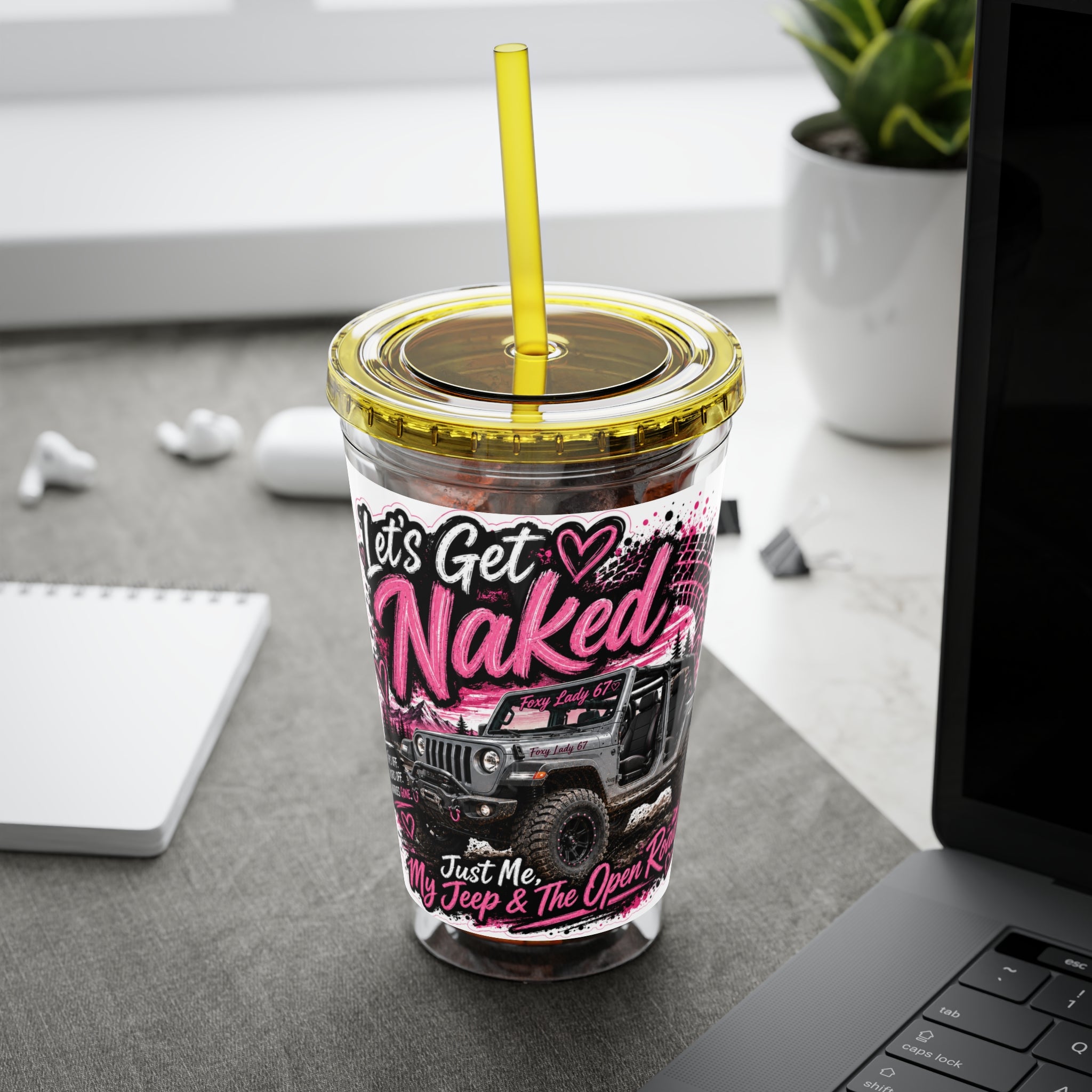 “Let’s Get Naked” Jeep Off‑Road — Straw Cup 16oz Tumbler