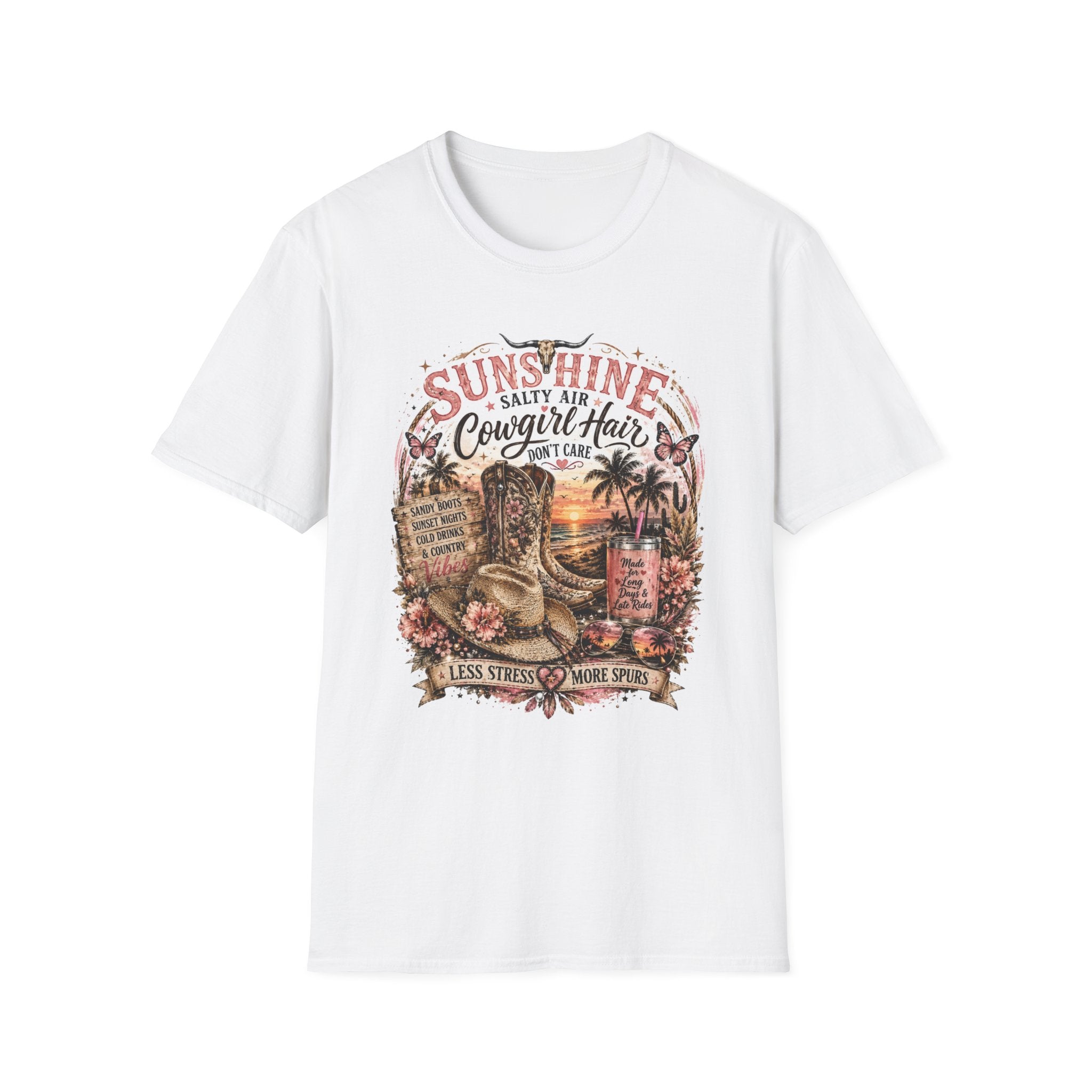 Cowgirl Hair T-Shirt — Sunshine, Salty Air Sunset Graphic Tee