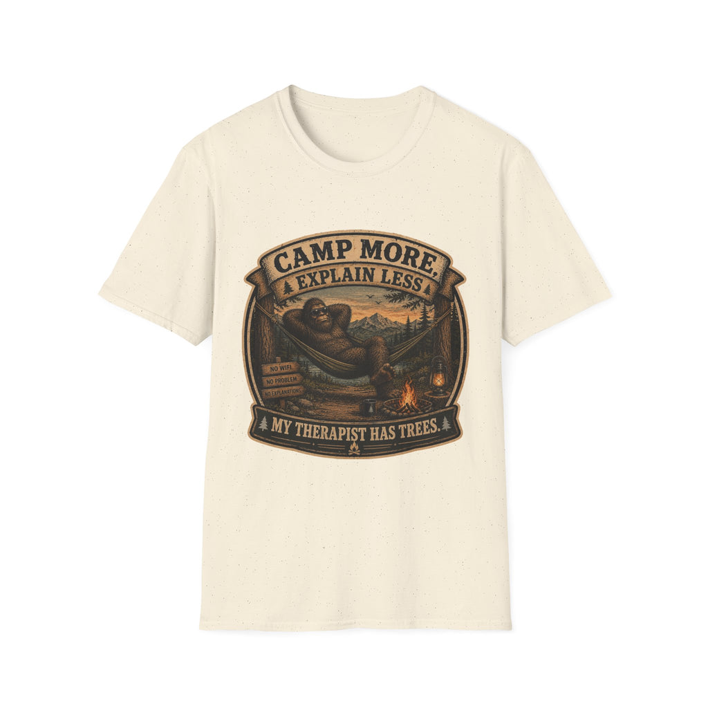 “Camp More, Explain Less” Vintage Camping Graphic Tee — T-Shirt